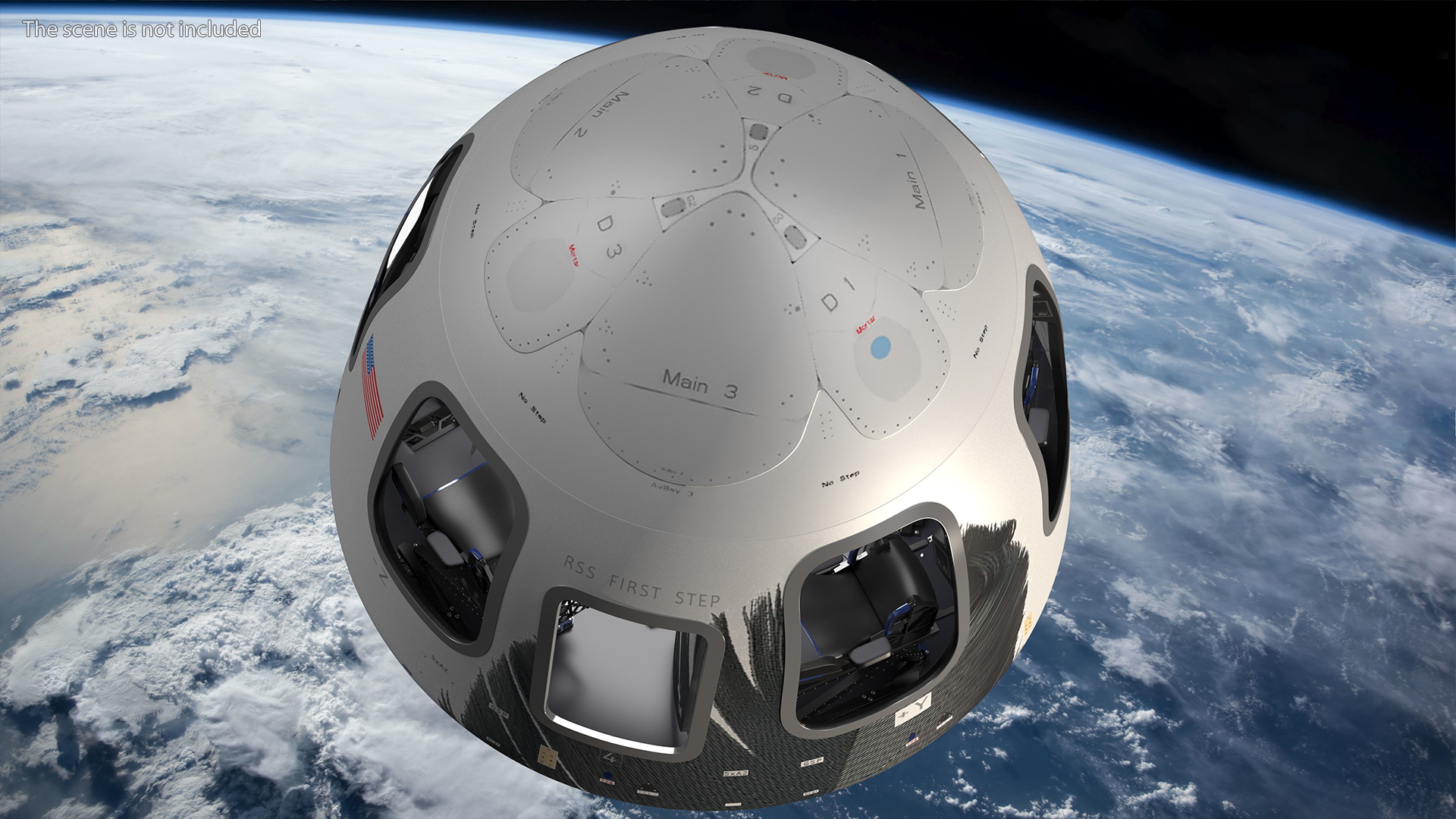 3D Blue Origin New Shepard Crew Capsule