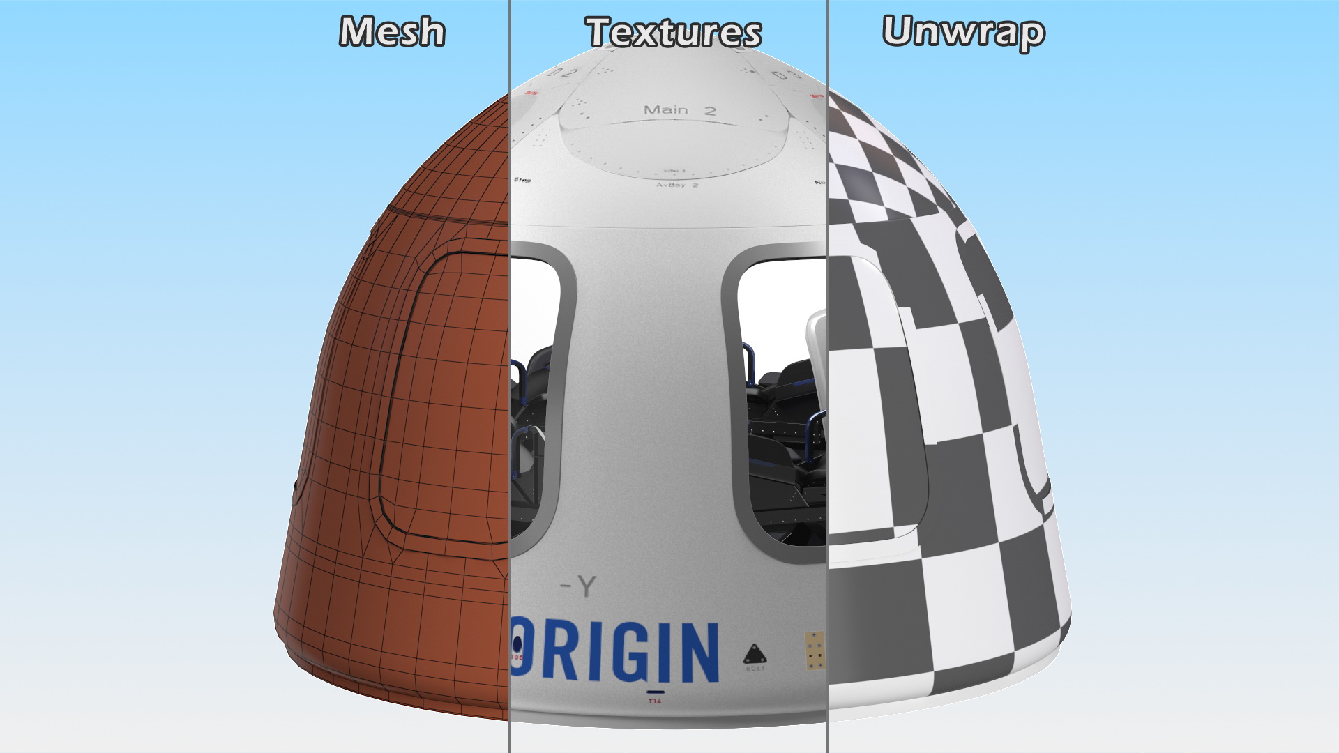 3D Blue Origin New Shepard Crew Capsule