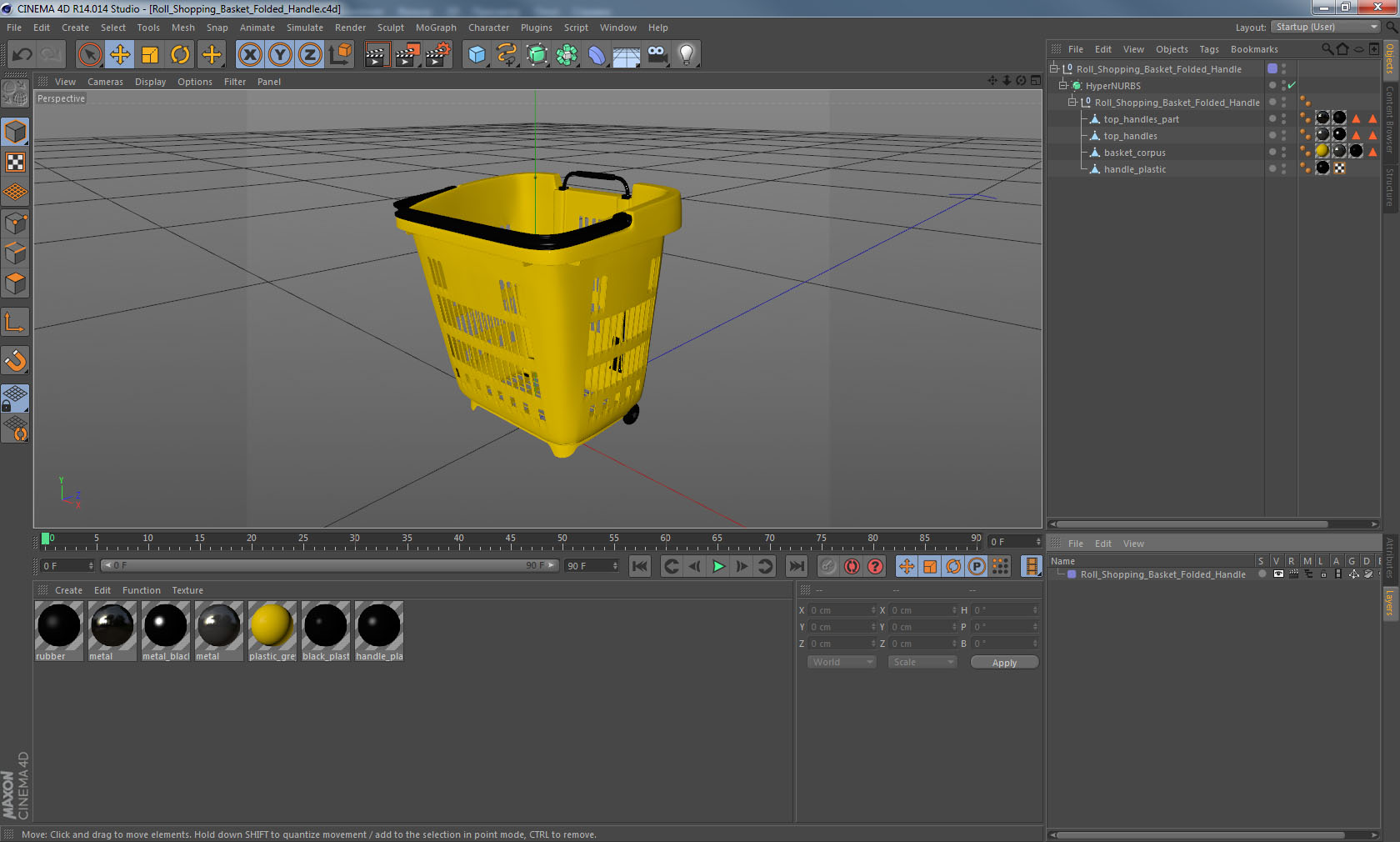 Roll Shopping Basket Folded Handle 3D model