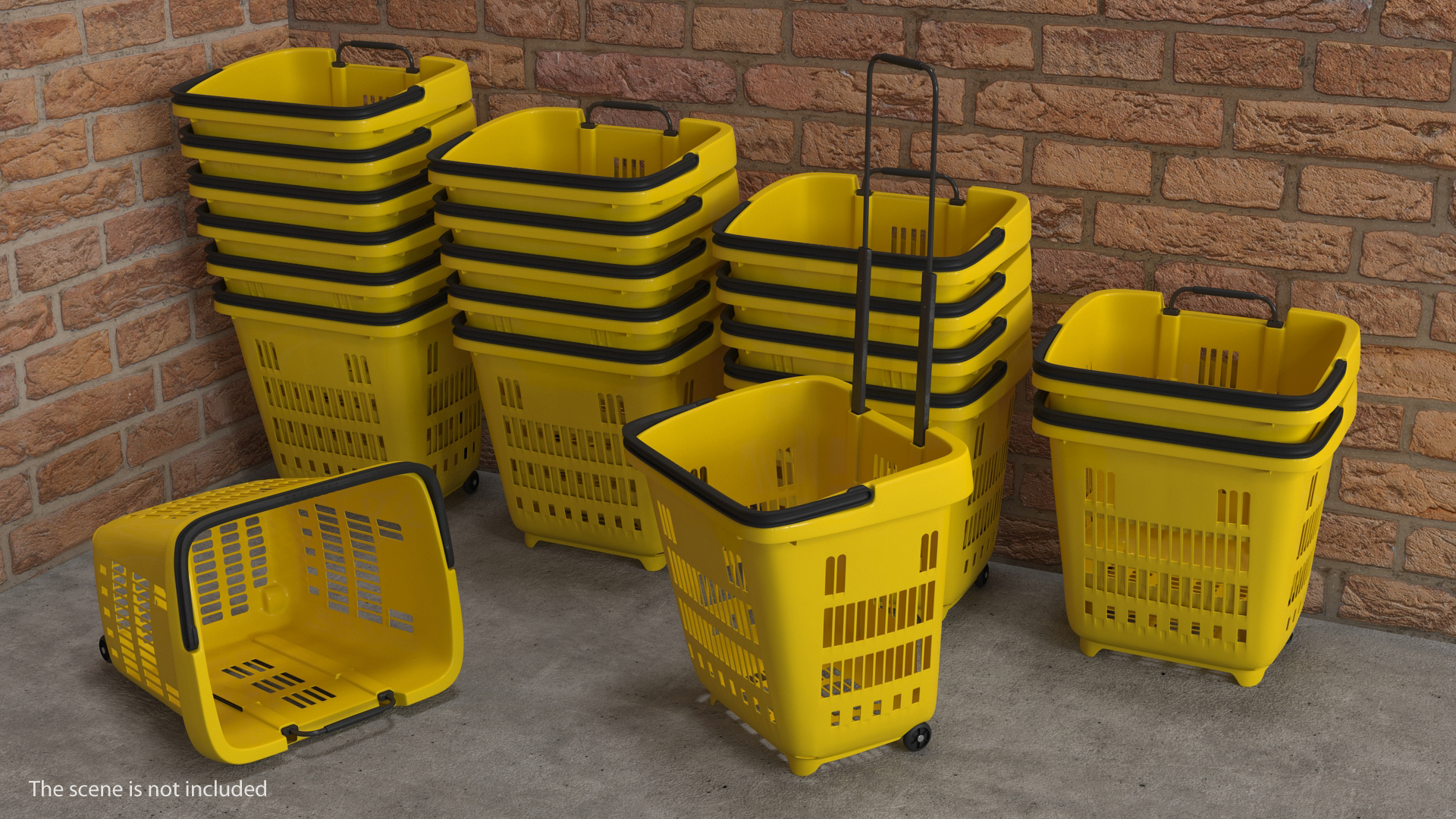 Roll Shopping Basket Folded Handle 3D model