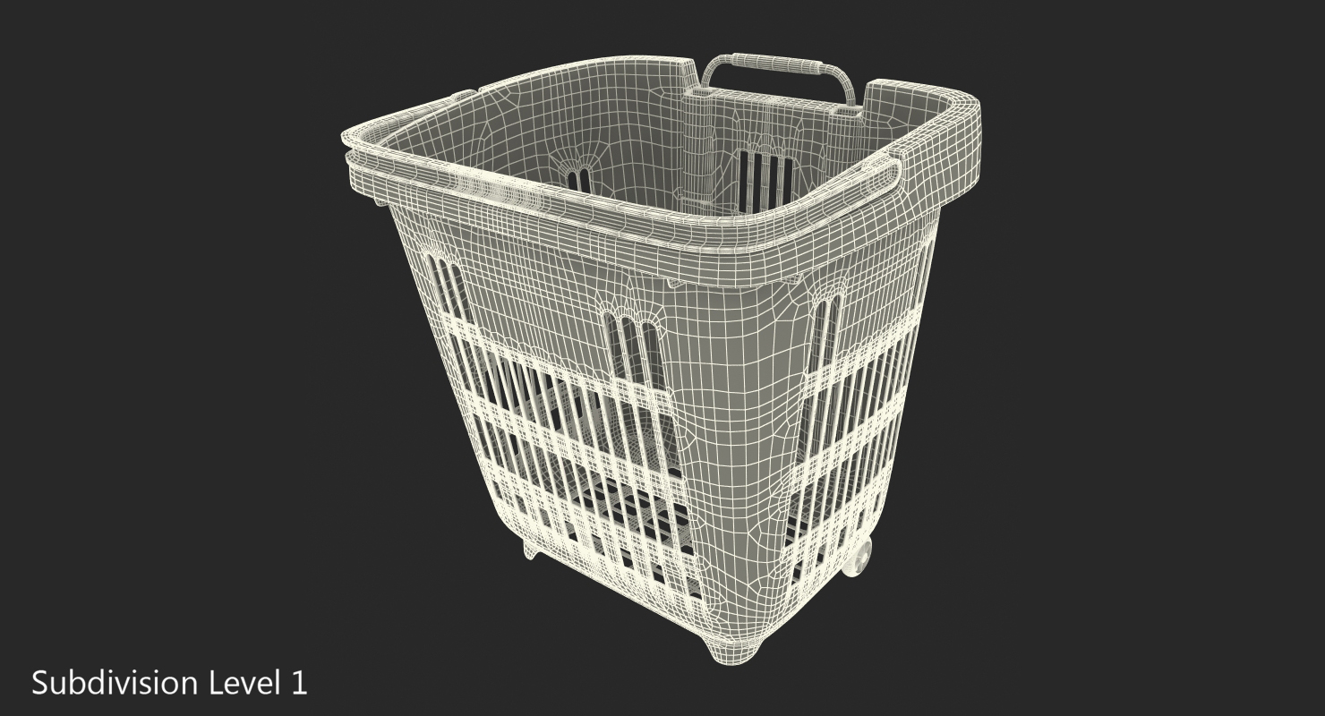 Roll Shopping Basket Folded Handle 3D model