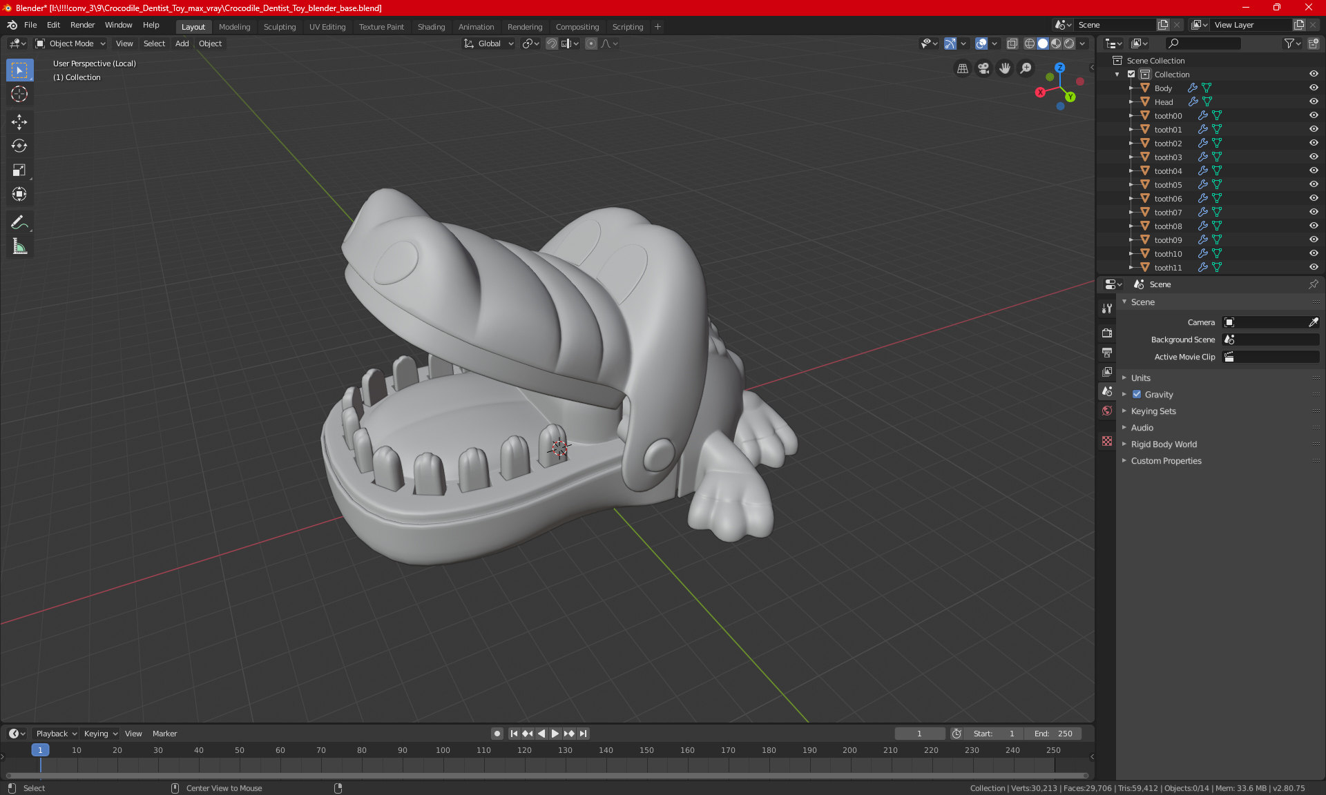 Crocodile Dentist Toy for 3D Print 3D model