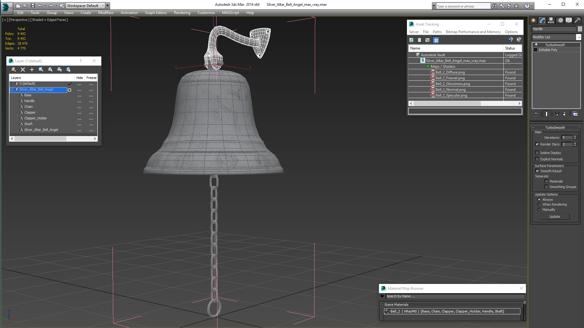 3D Silver Altar Bell Angel model
