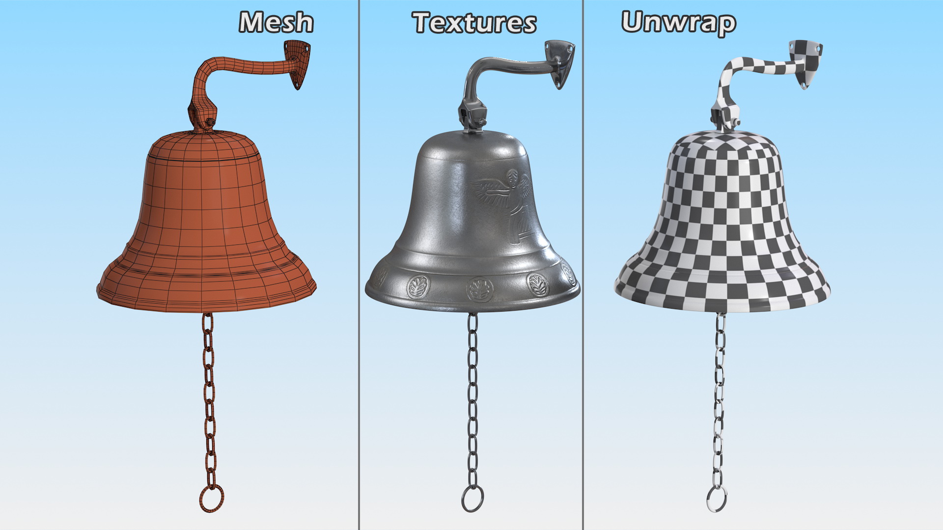 3D Silver Altar Bell Angel model