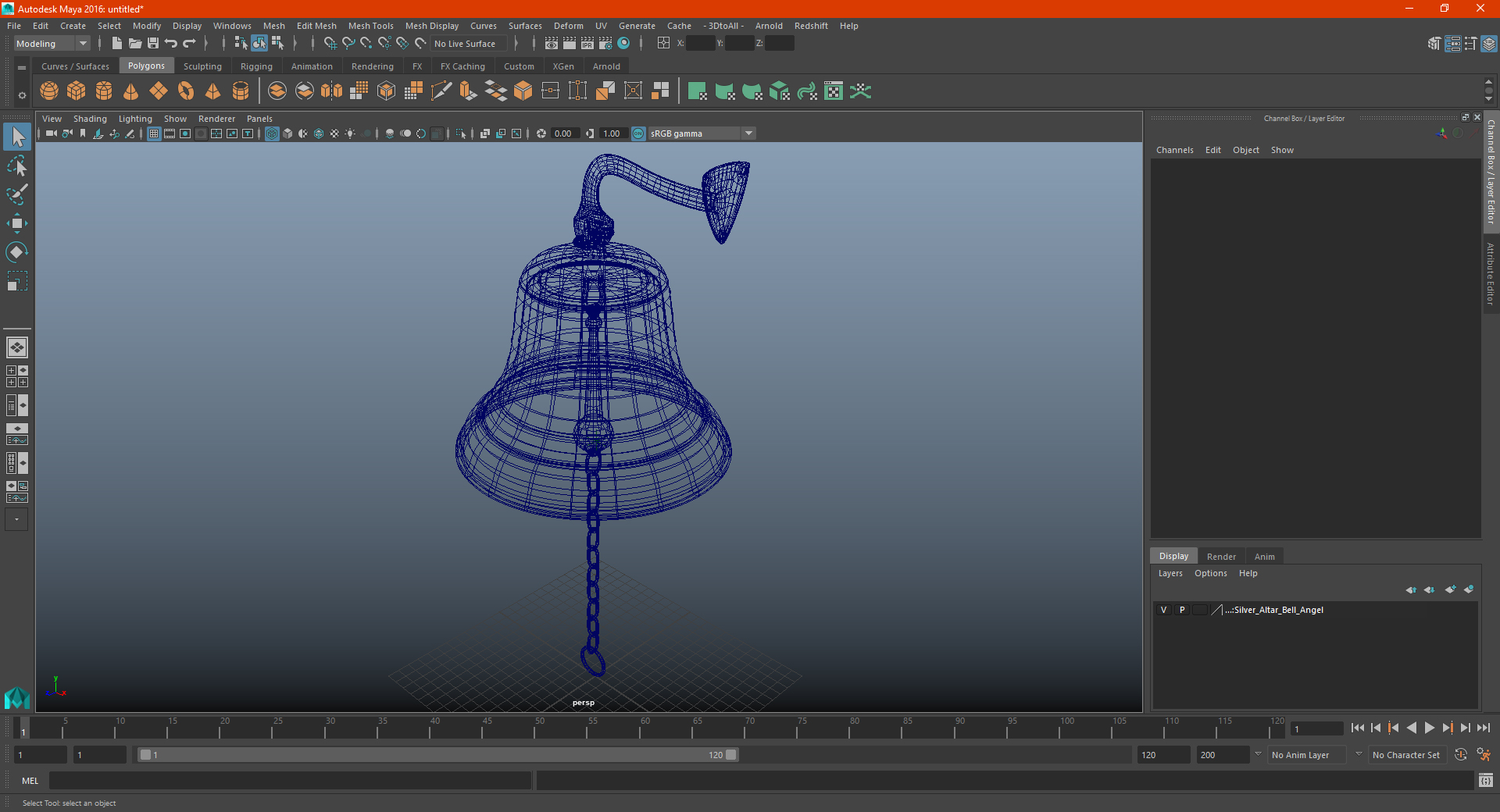 3D Silver Altar Bell Angel model