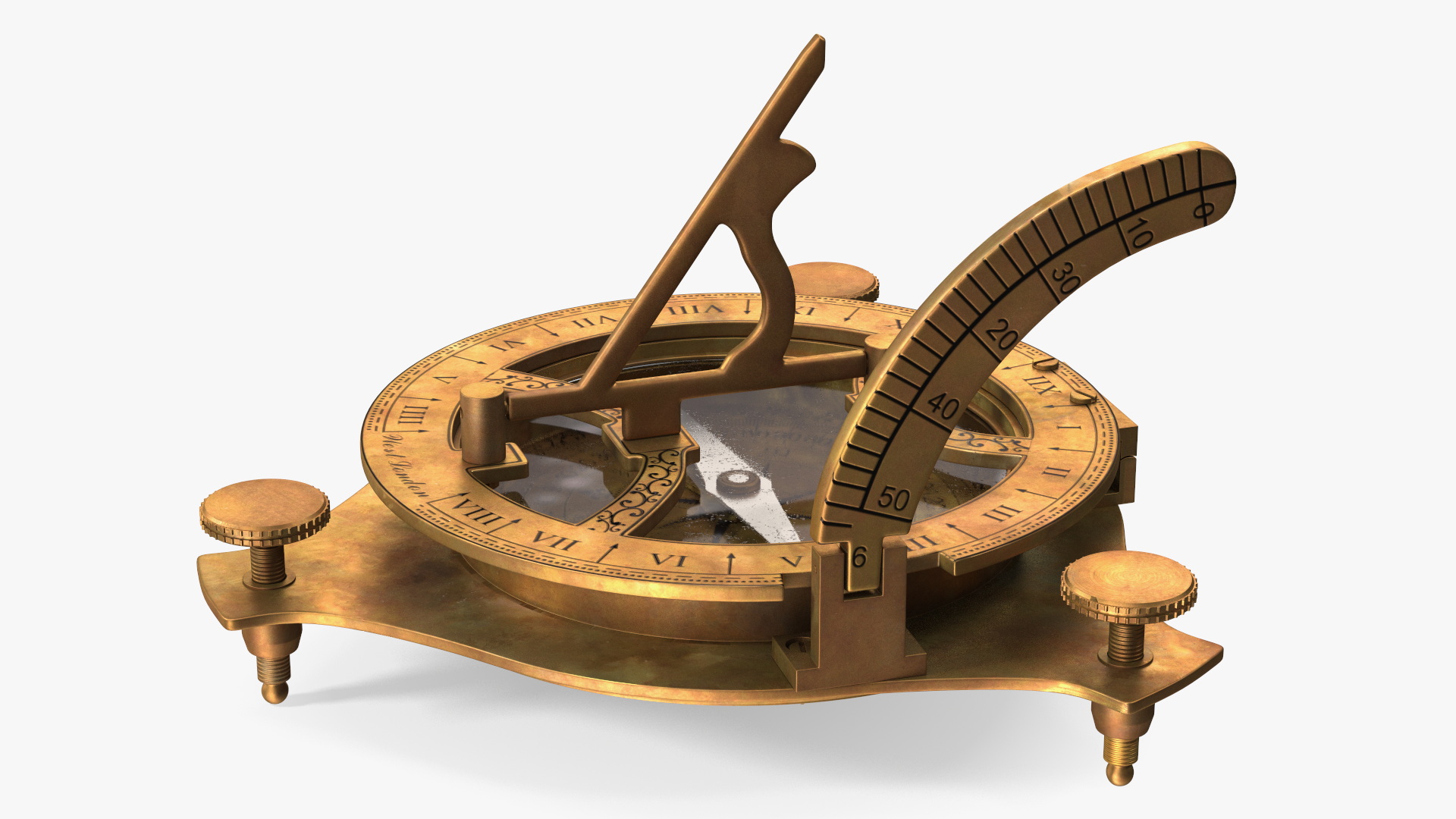 3D Antique Aged Compass with Sundial model