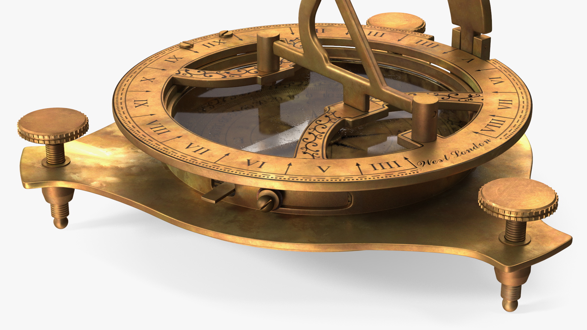 3D Antique Aged Compass with Sundial model