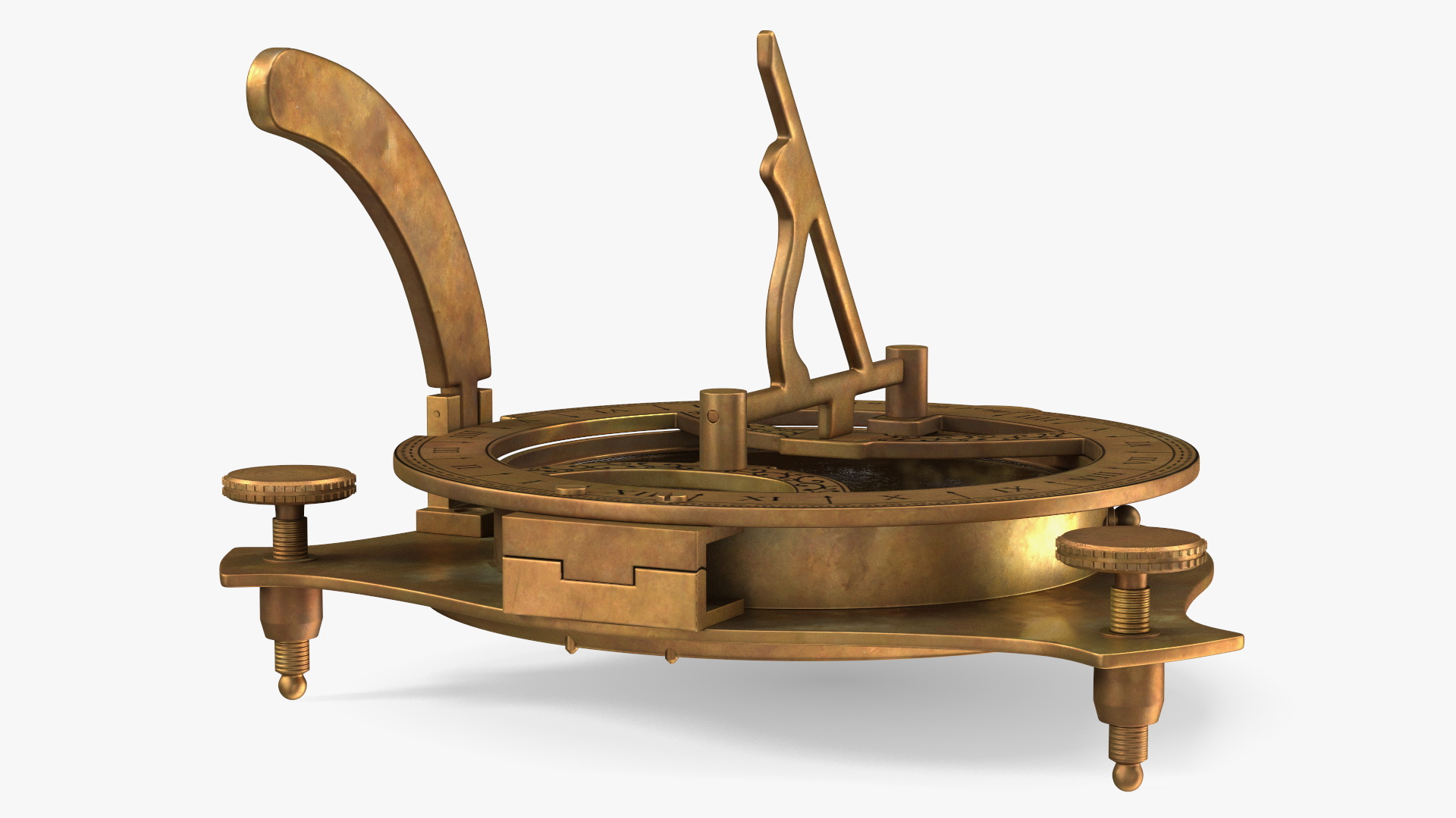 3D Antique Aged Compass with Sundial model