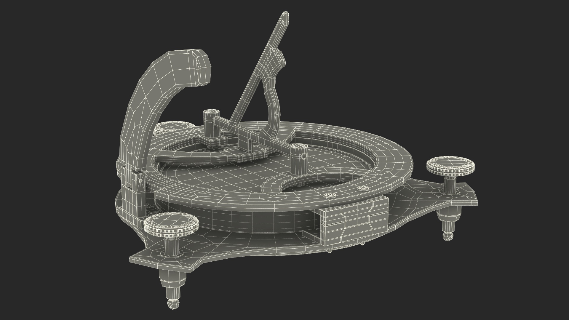 3D Antique Aged Compass with Sundial model