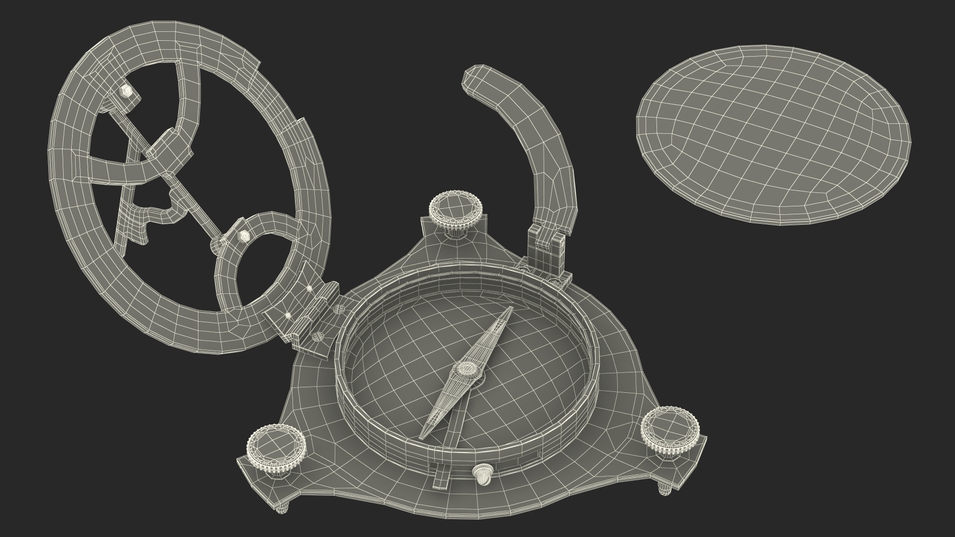 3D Antique Aged Compass with Sundial model