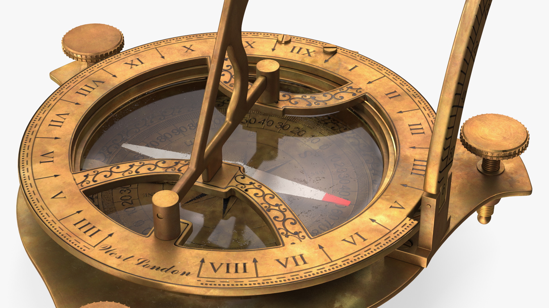 3D Antique Aged Compass with Sundial model