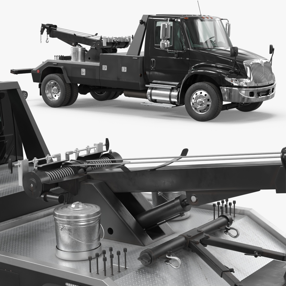 Wrecker Service Truck Black Simplified