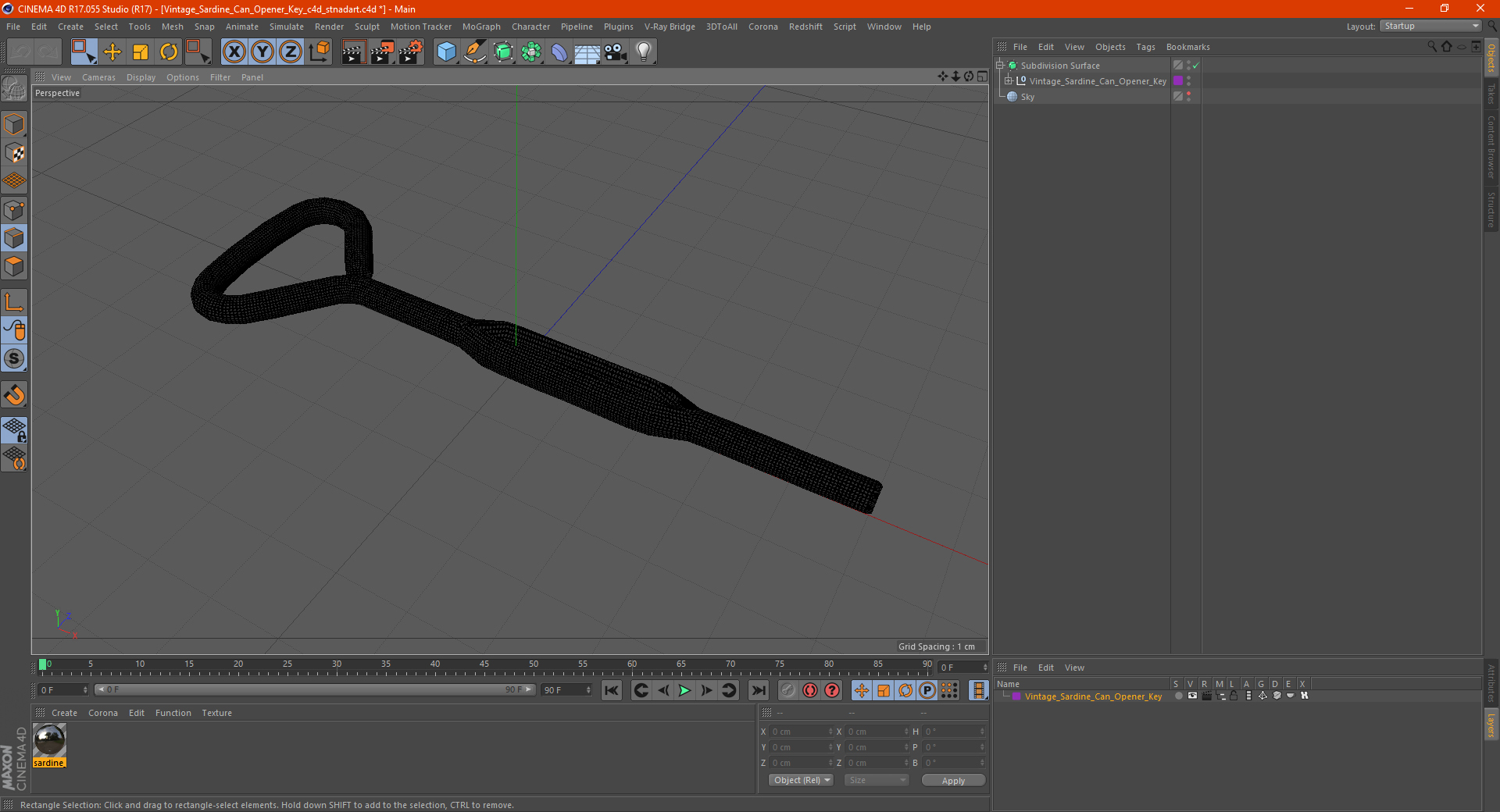 3D model Vintage Sardine Can Opener Key