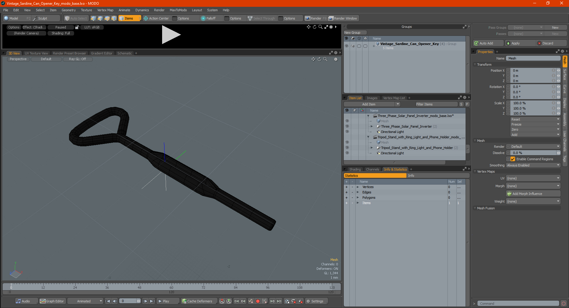 3D model Vintage Sardine Can Opener Key