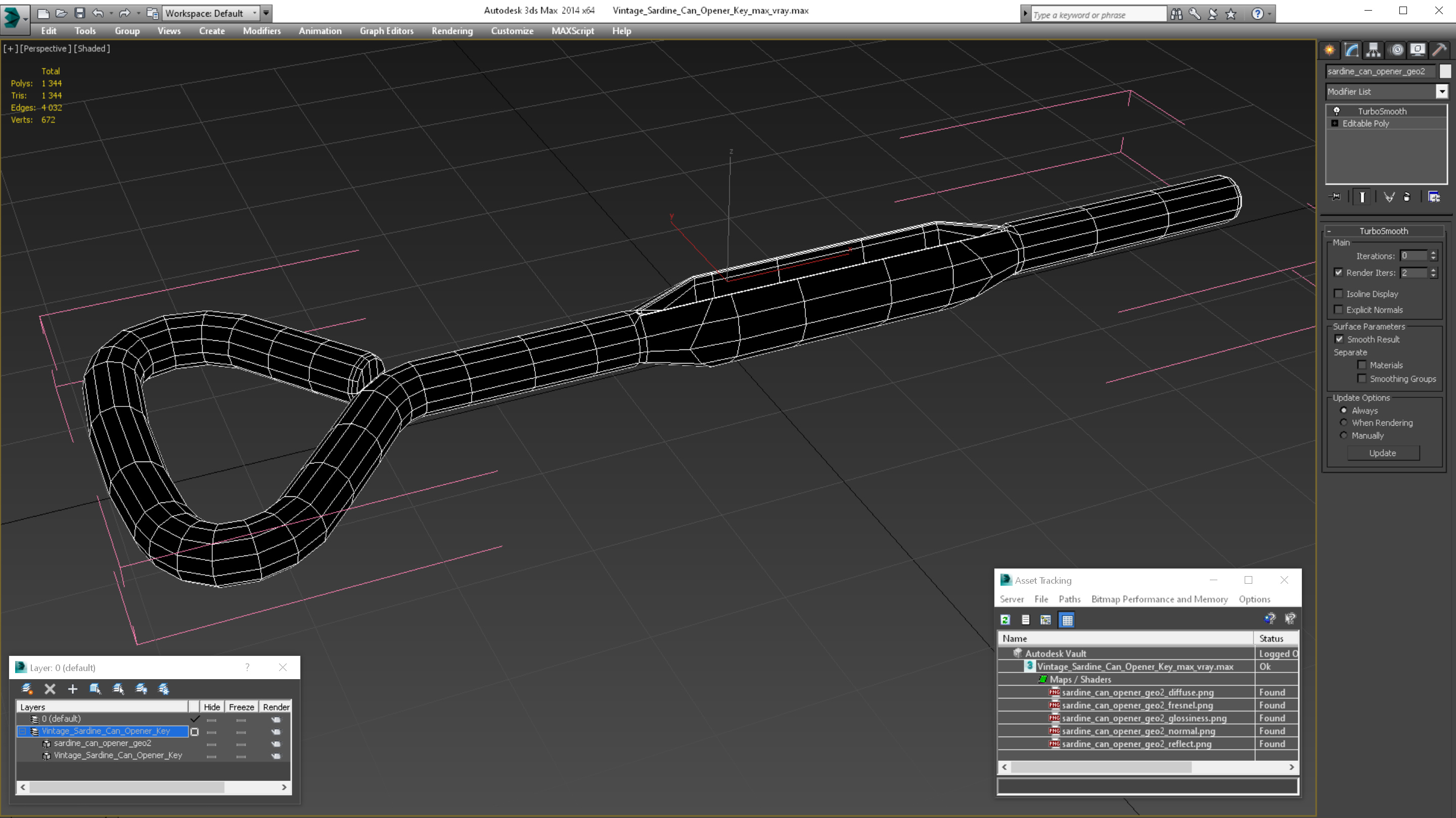 3D model Vintage Sardine Can Opener Key