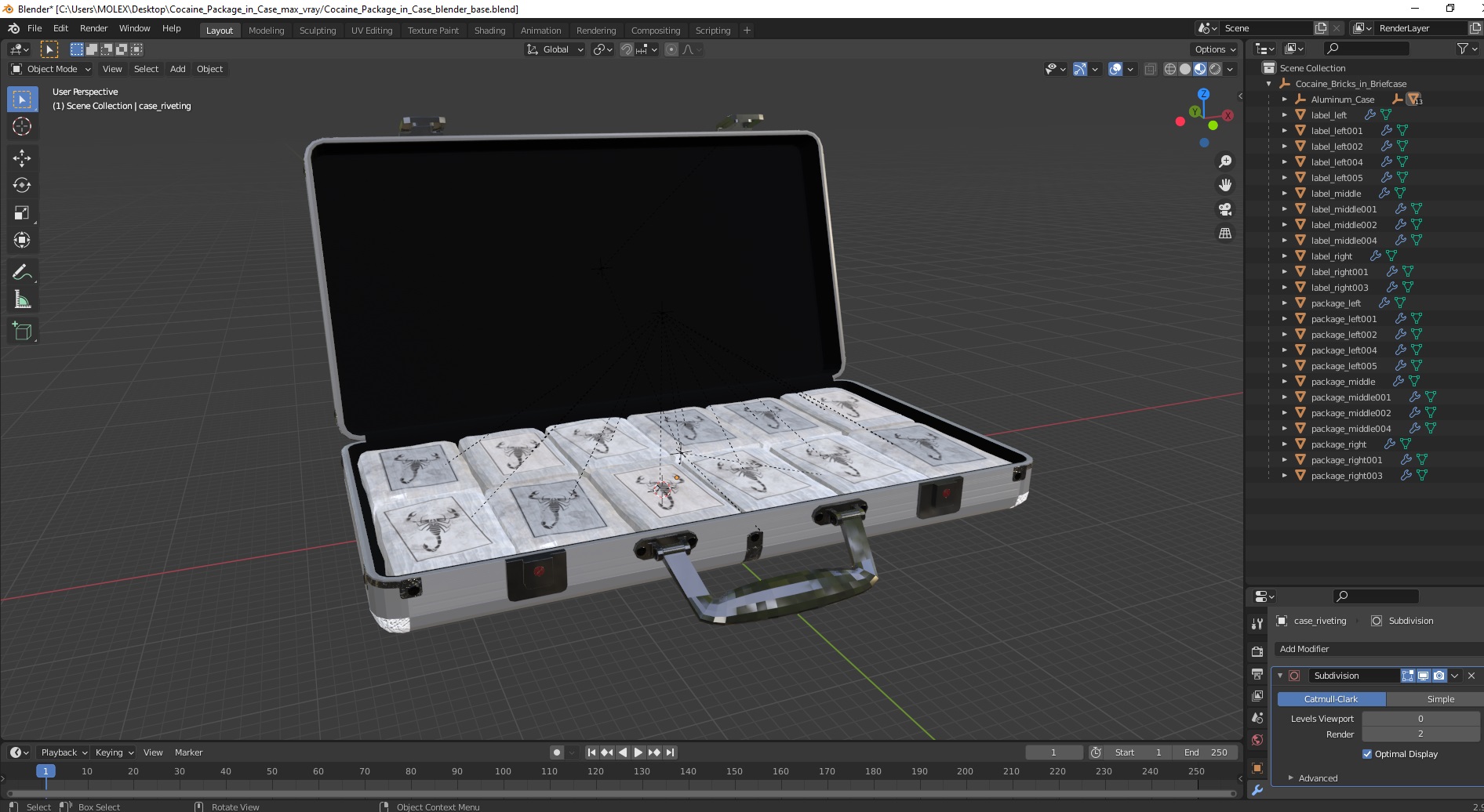 3D Cocaine Package in Case model