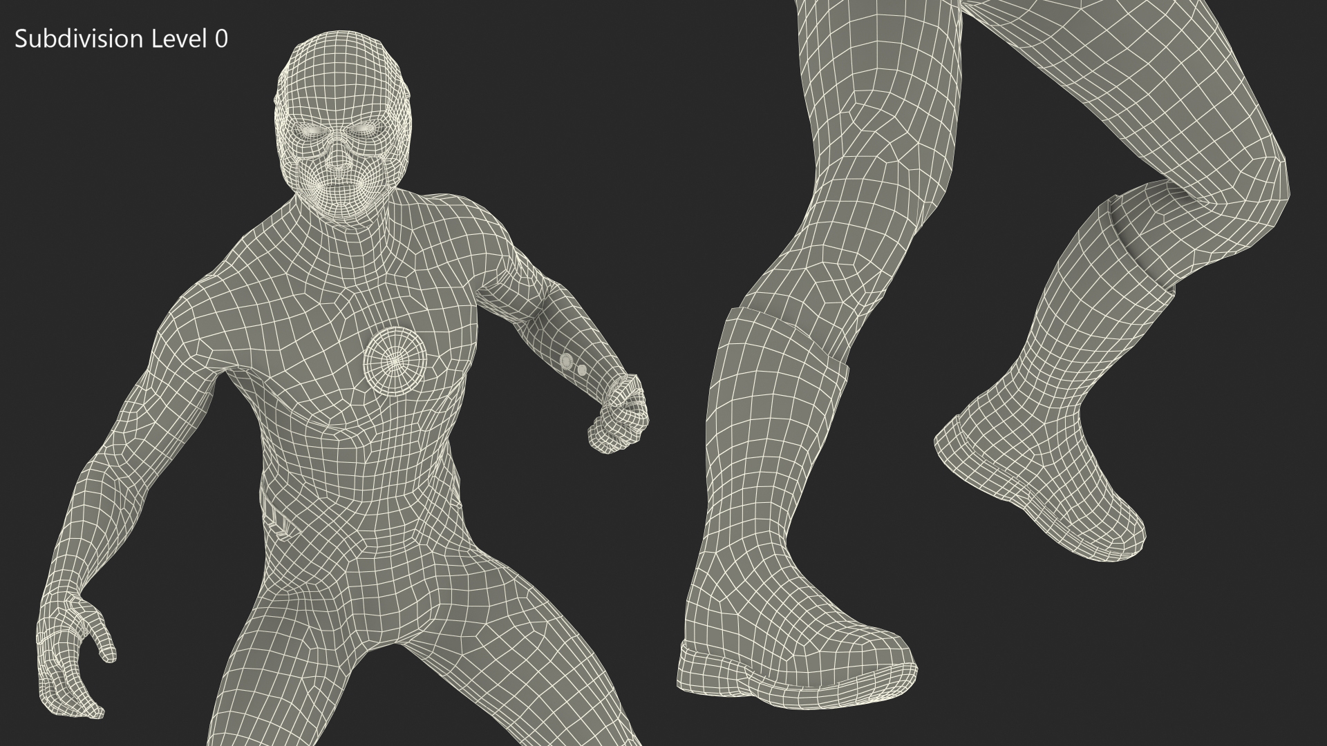 Superhero Wearing Black Suit Fighting Pose 3D
