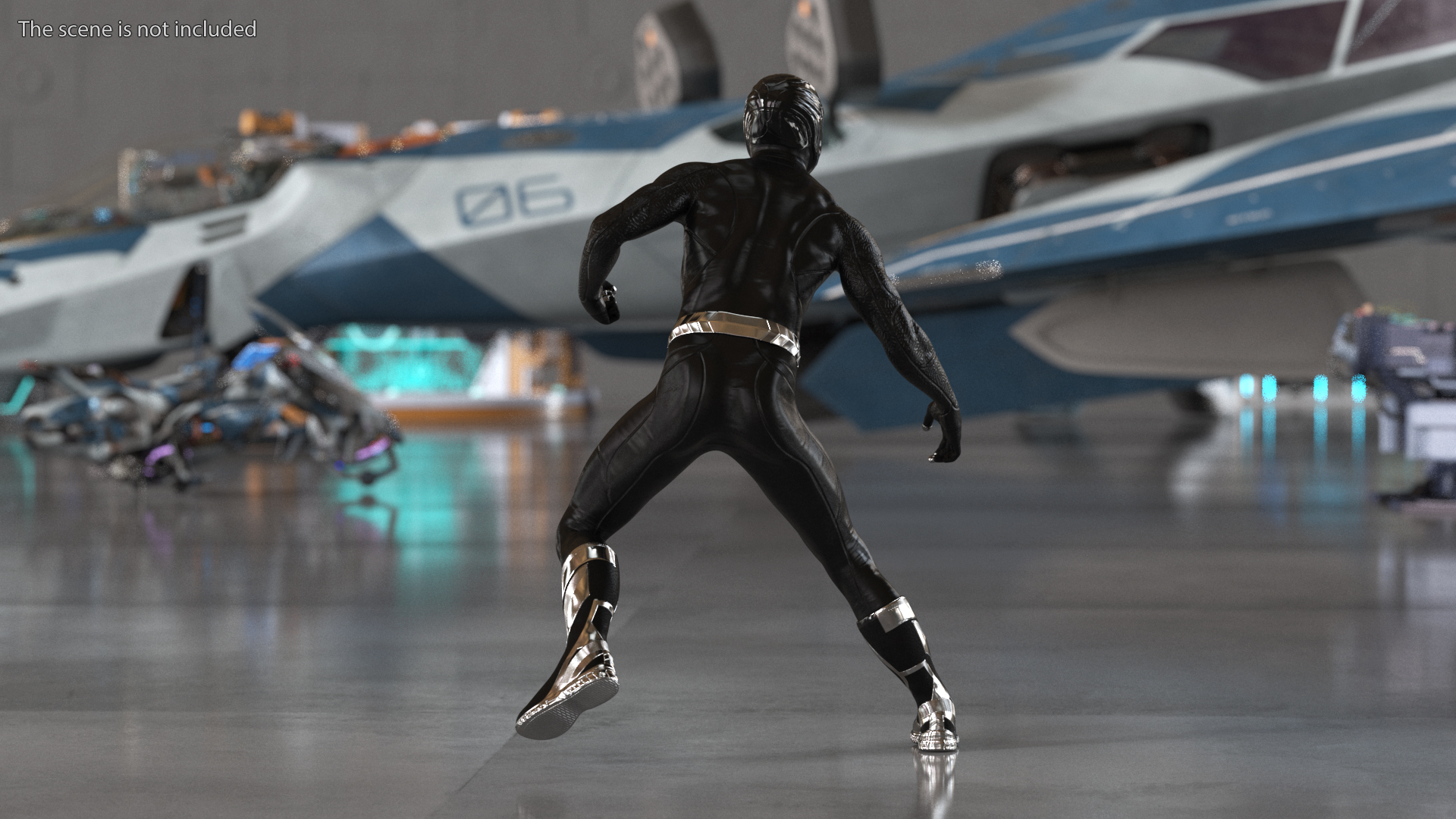 Superhero Wearing Black Suit Fighting Pose 3D