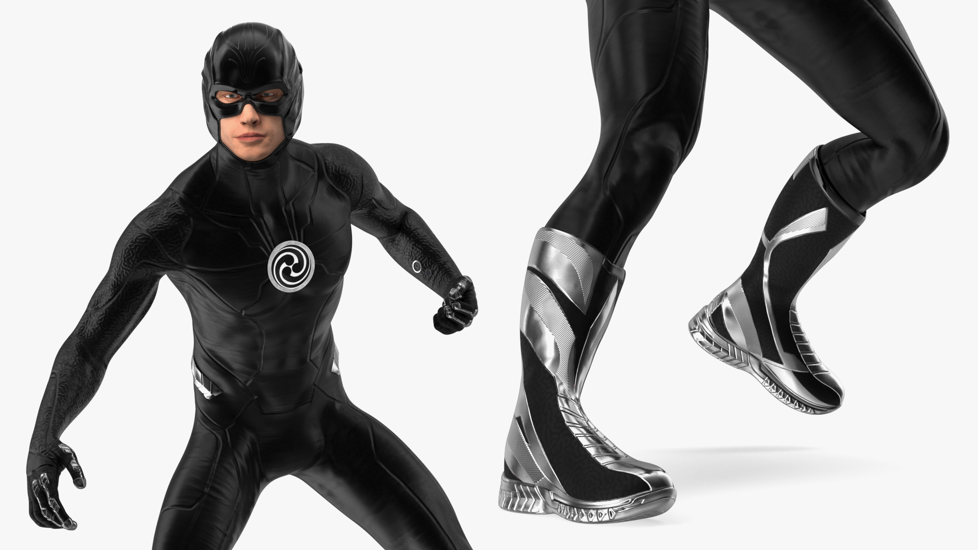 Superhero Wearing Black Suit Fighting Pose 3D