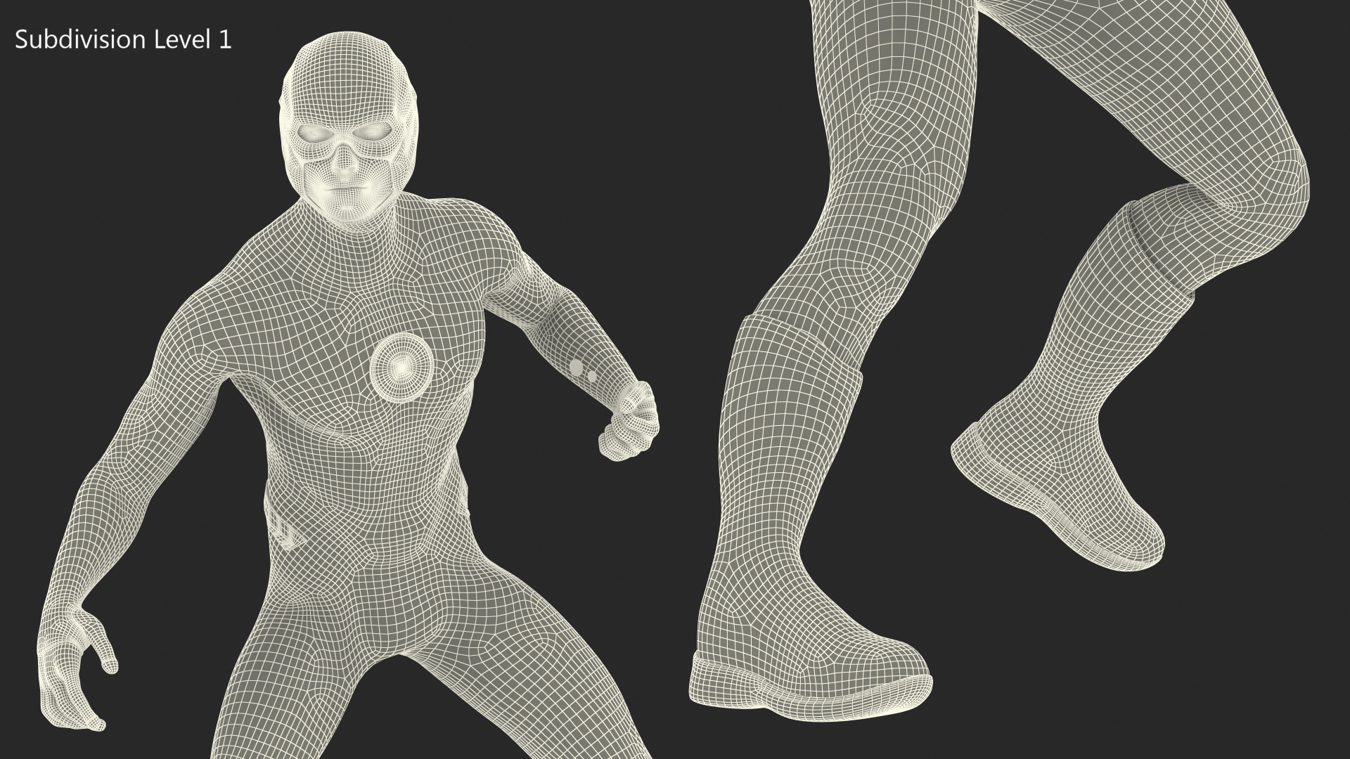 Superhero Wearing Black Suit Fighting Pose 3D