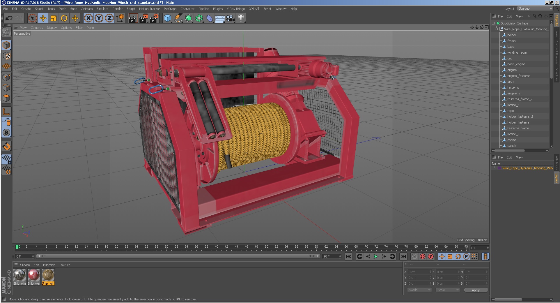 3D Wire Rope Hydraulic Mooring Winch model