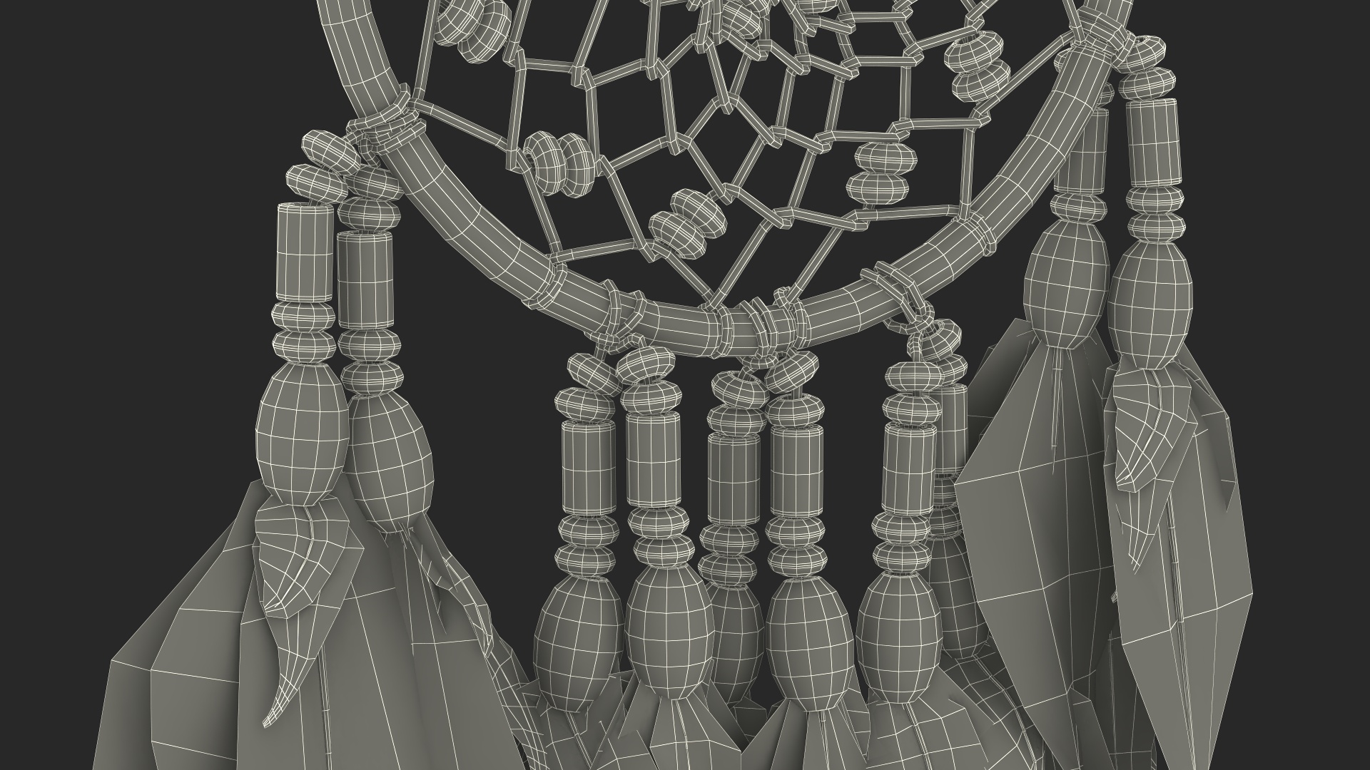 3D model Dreamcatcher with Blue Feathers One Ring