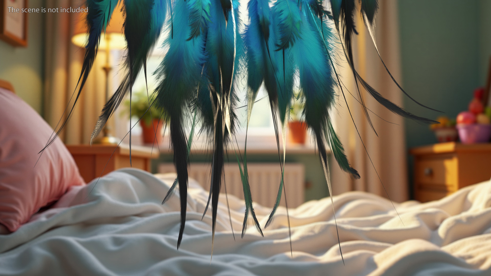 3D model Dreamcatcher with Blue Feathers One Ring