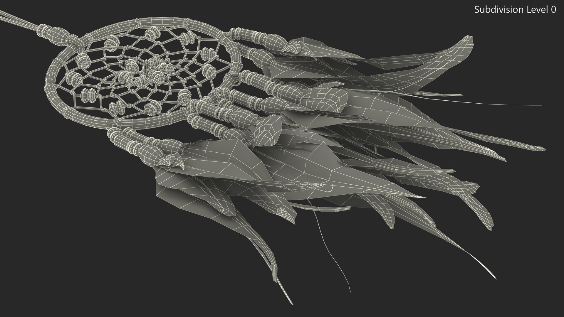 3D model Dreamcatcher with Blue Feathers One Ring