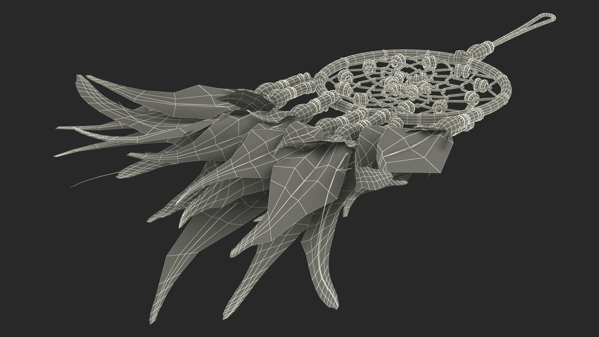 3D model Dreamcatcher with Blue Feathers One Ring