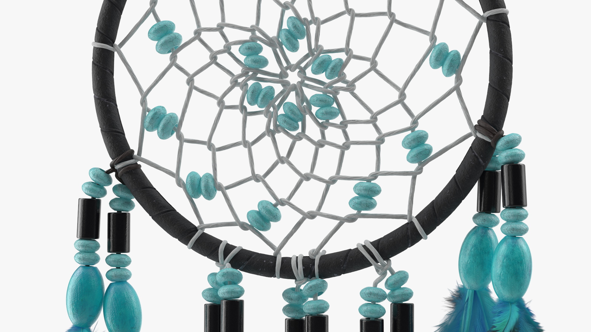 3D model Dreamcatcher with Blue Feathers One Ring