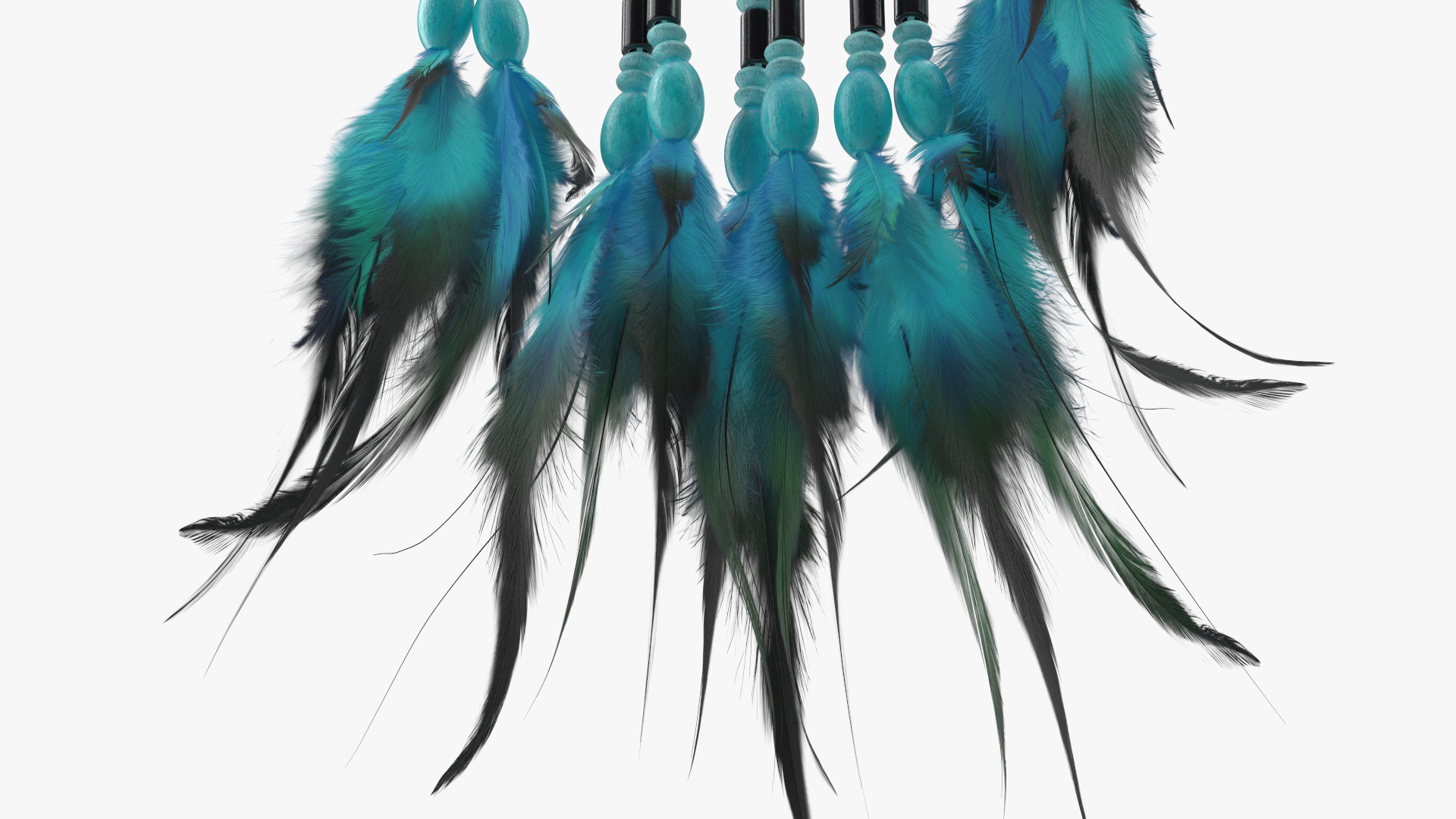 3D model Dreamcatcher with Blue Feathers One Ring