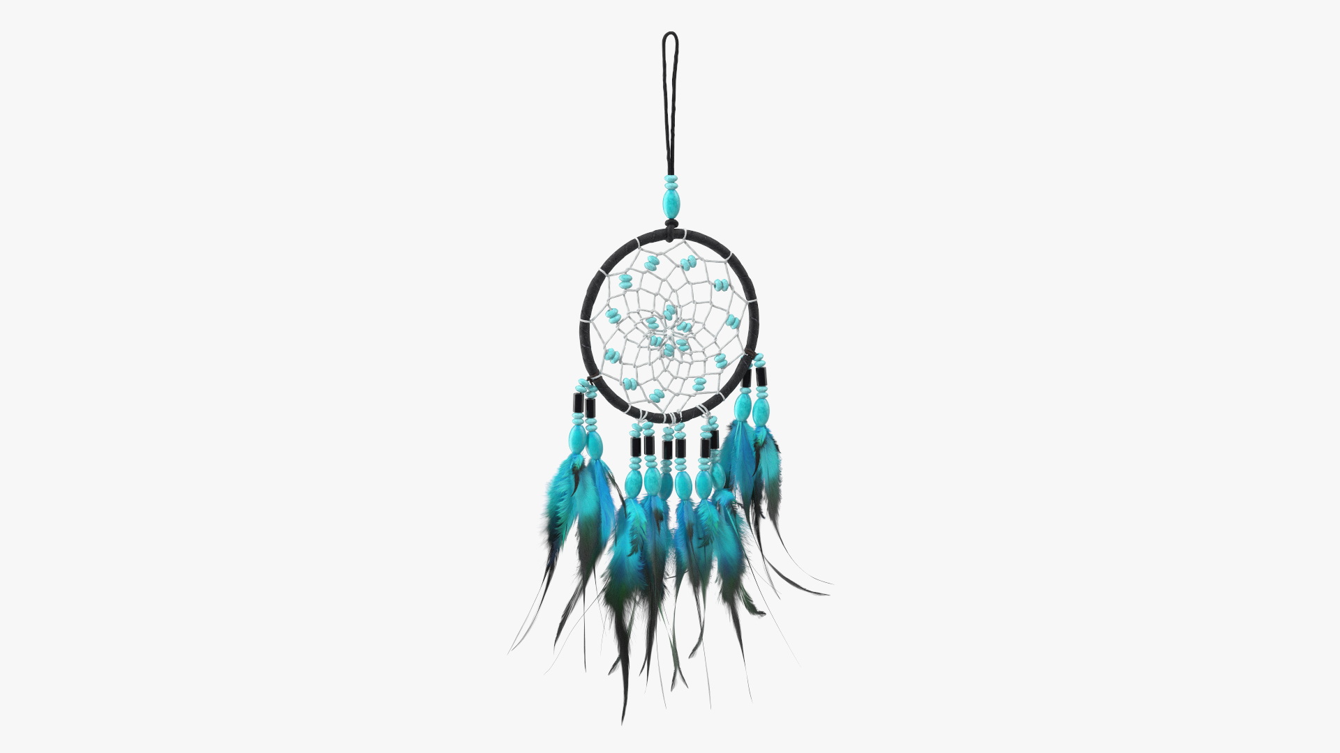 3D model Dreamcatcher with Blue Feathers One Ring