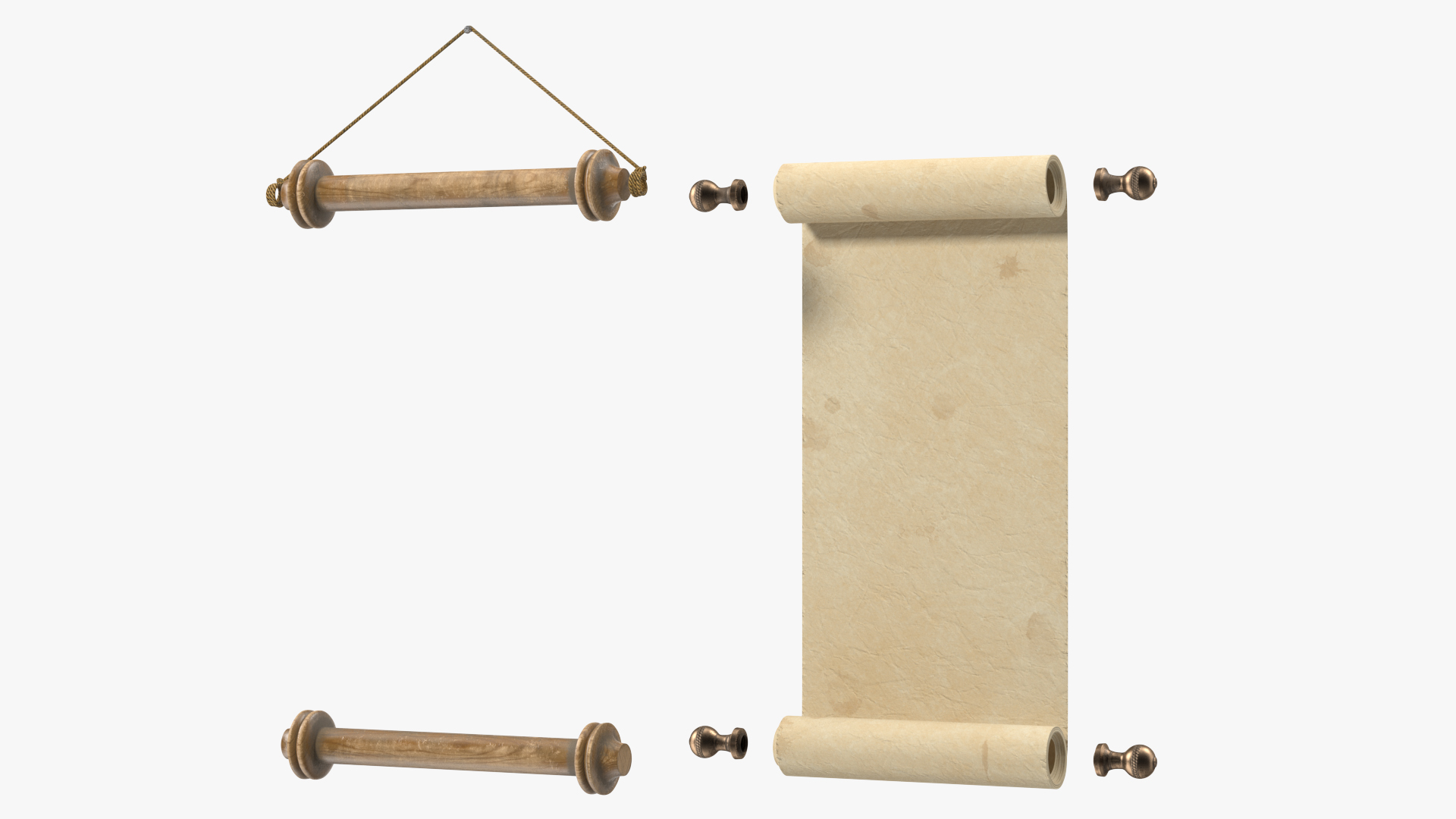 3D Antique Parchment Paper Scroll Wall Hanging model