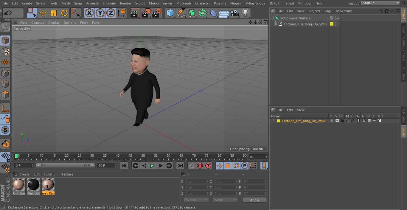 Cartoon Kim Jong Un Walk 3D model