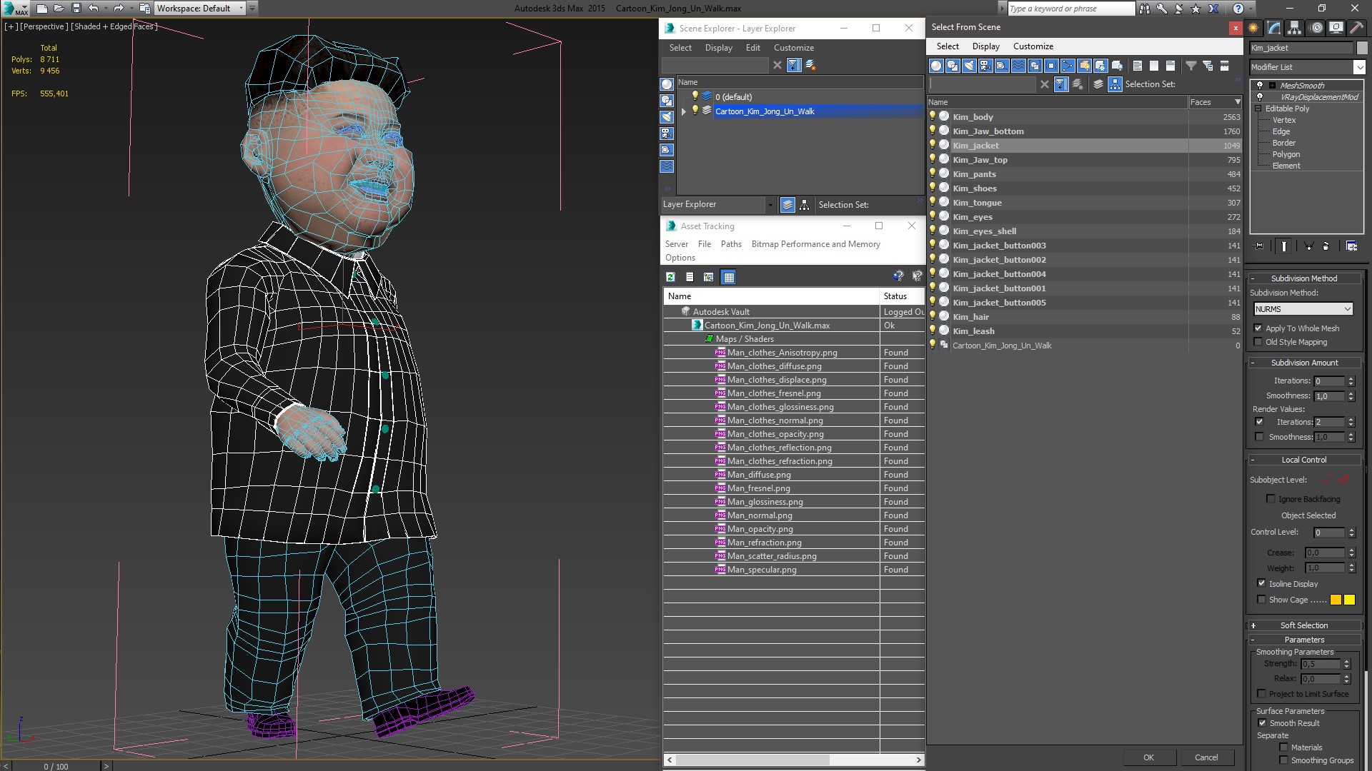 Cartoon Kim Jong Un Walk 3D model