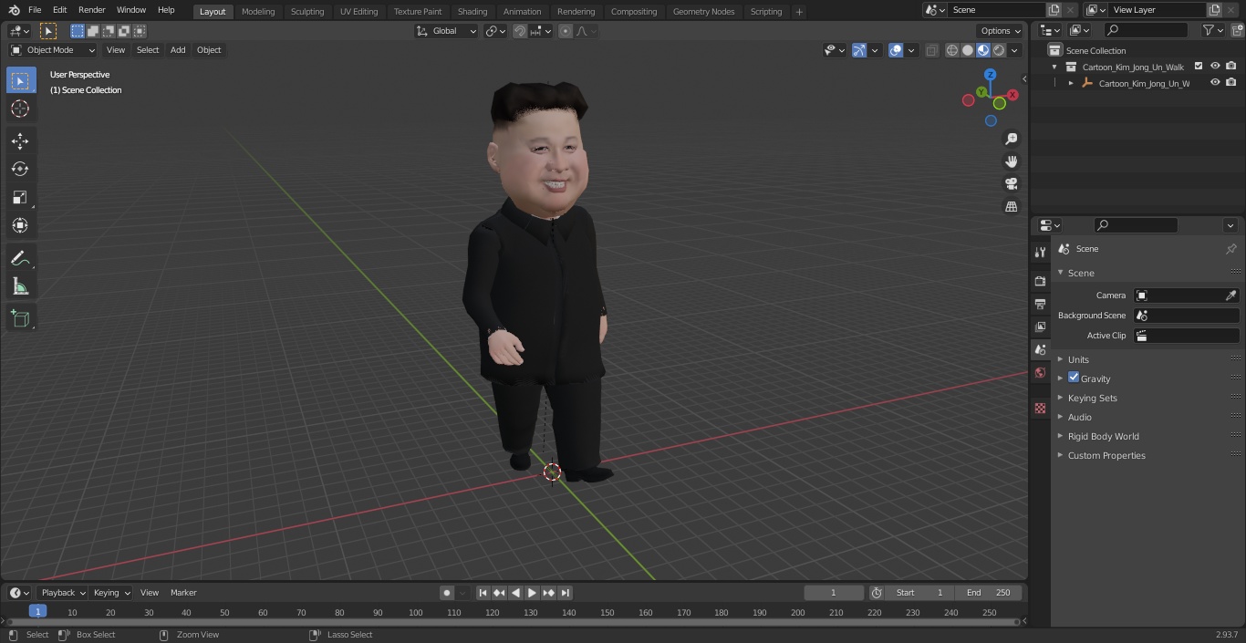 Cartoon Kim Jong Un Walk 3D model