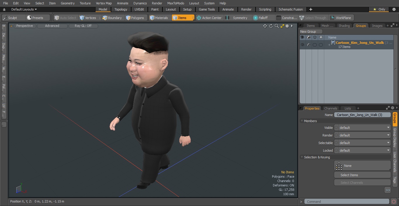 Cartoon Kim Jong Un Walk 3D model