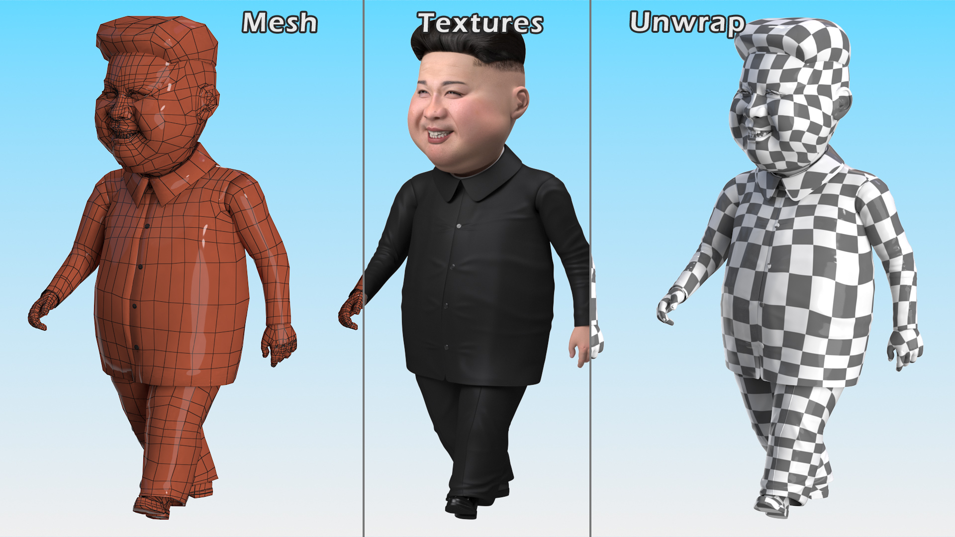 Cartoon Kim Jong Un Walk 3D model