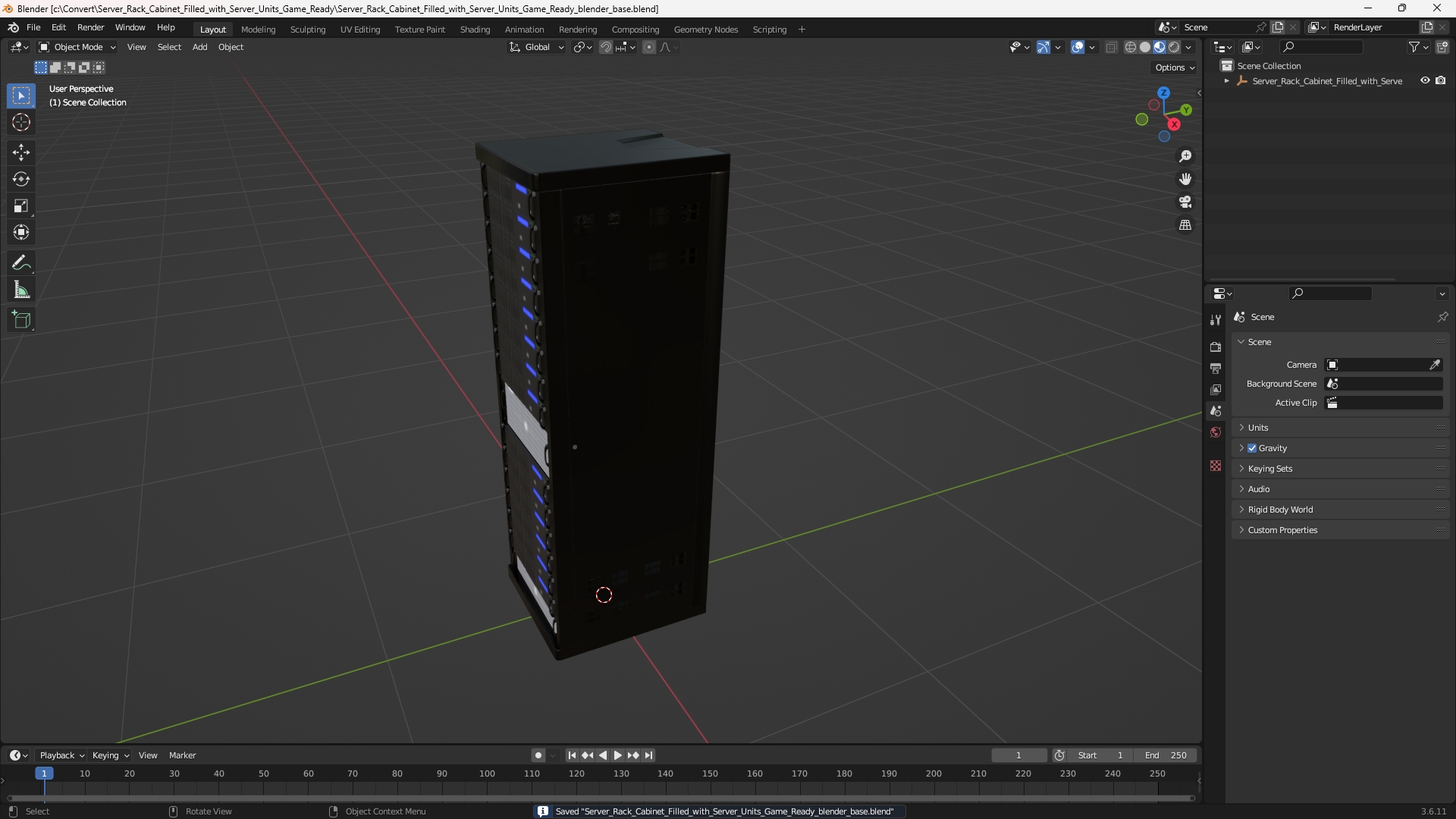Server Rack Cabinet Filled with Server Units Game Ready - view 10