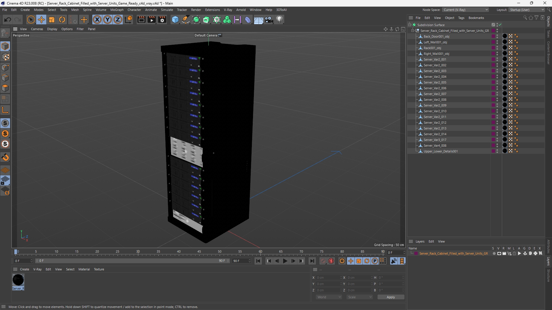 Server Rack Cabinet Filled with Server Units Game Ready - view 12