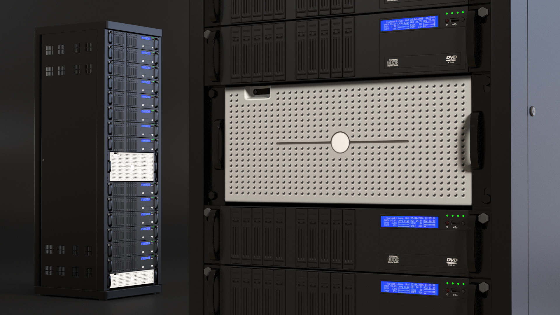 Server Rack Cabinet Filled with Server Units Game Ready - view 3