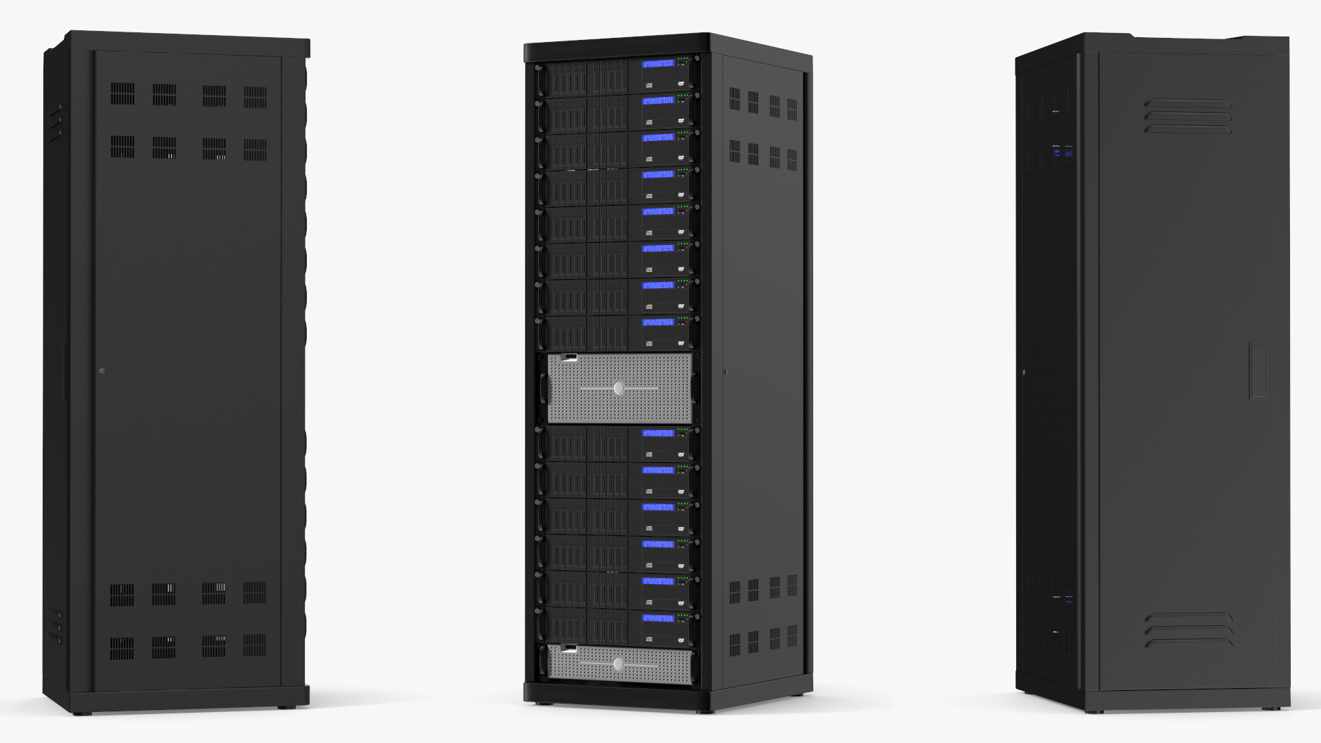 Server Rack Cabinet Filled with Server Units Game Ready - view 4
