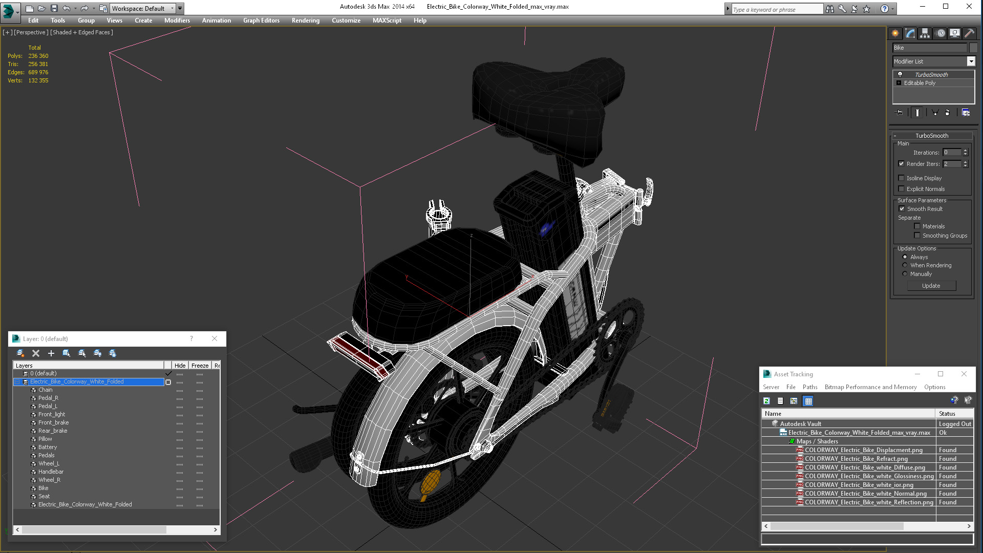 3D model Electric Bike Colorway White Folded