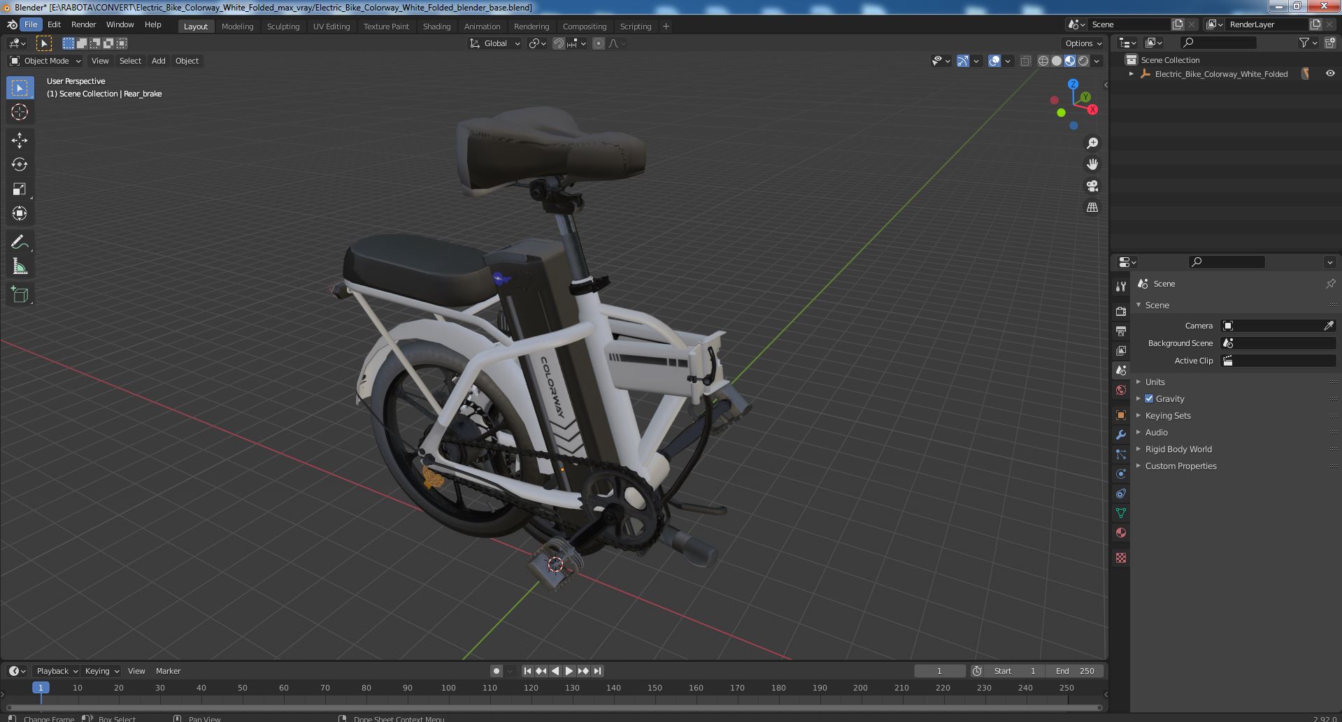 3D model Electric Bike Colorway White Folded
