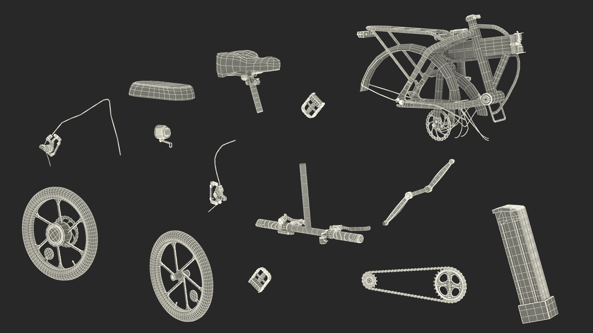 3D model Electric Bike Colorway White Folded