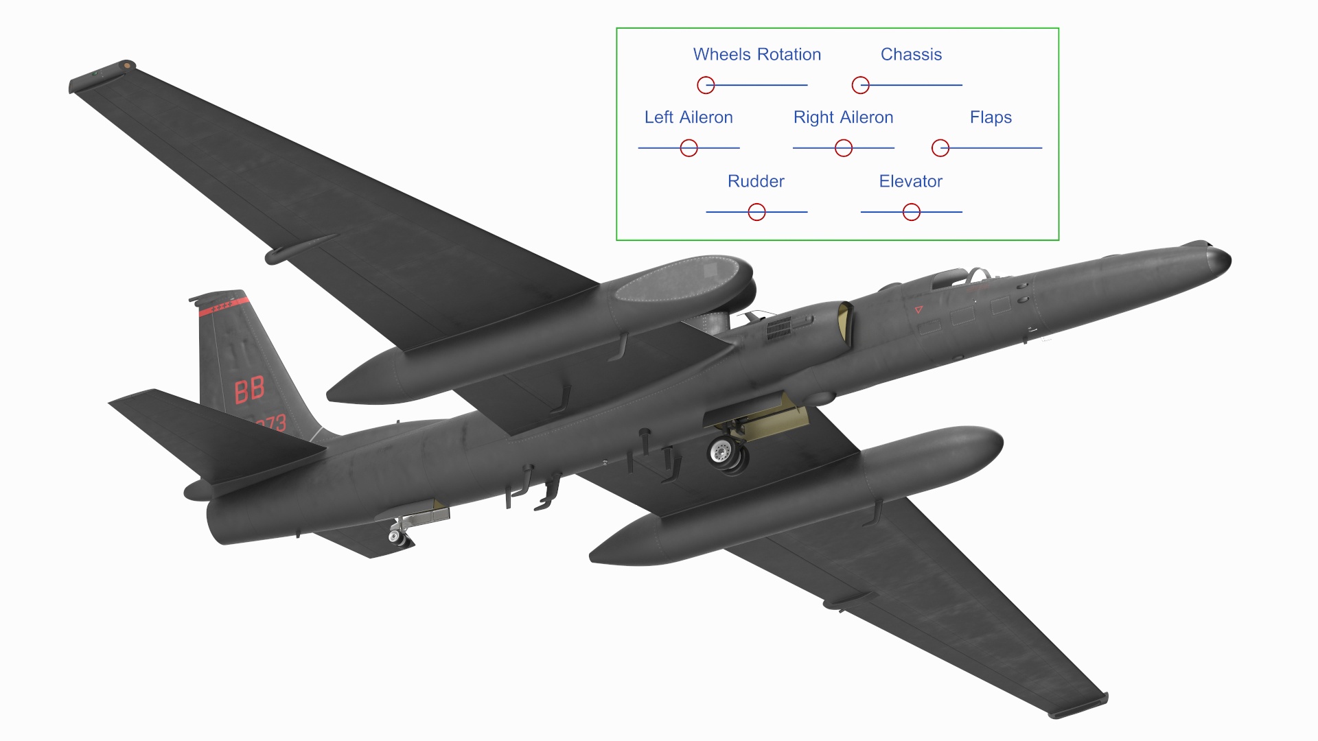 U_2 Dragon Lady Aircraft Simple Interior Rigged 3D
