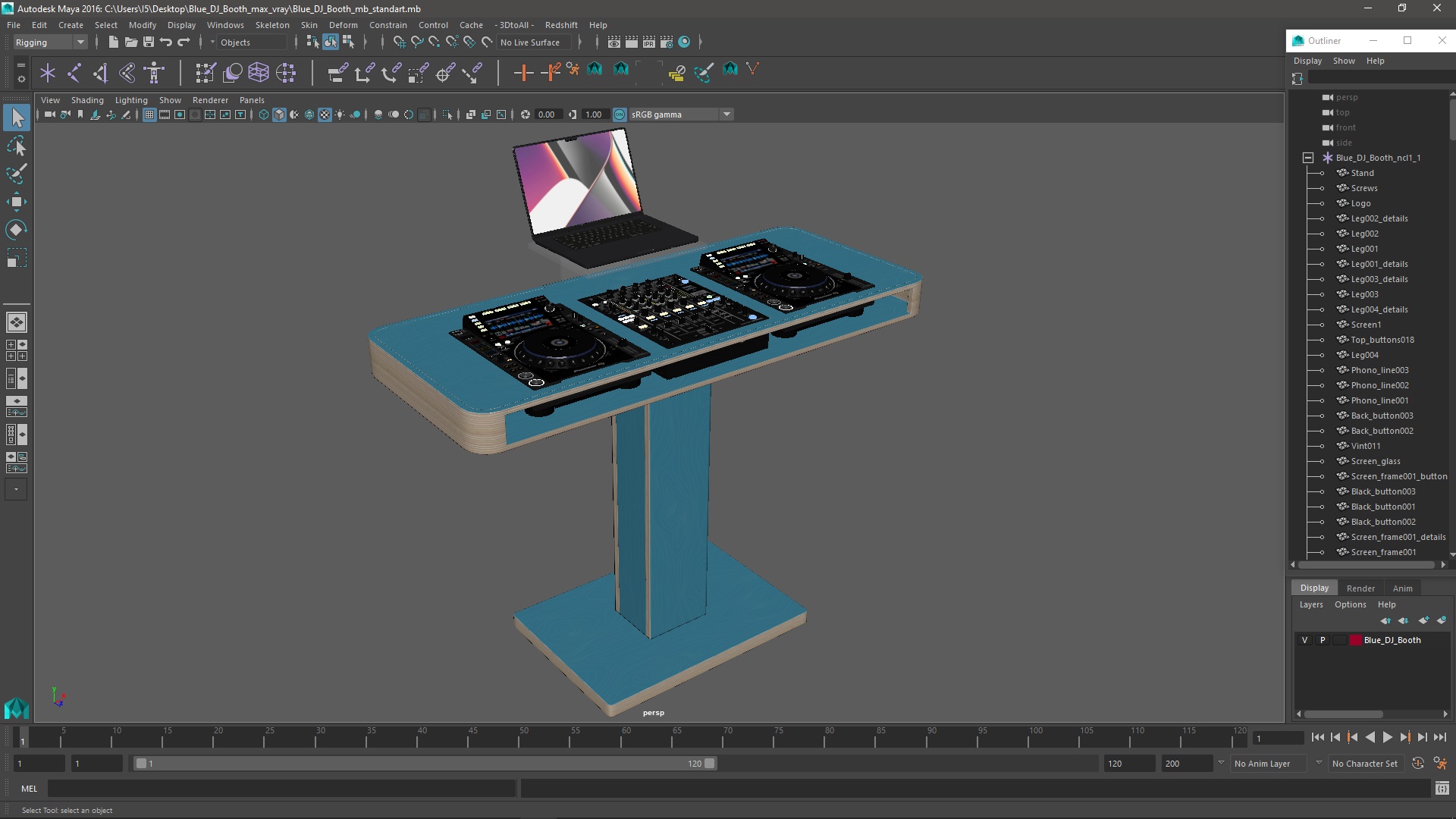 3D Blue DJ Booth model