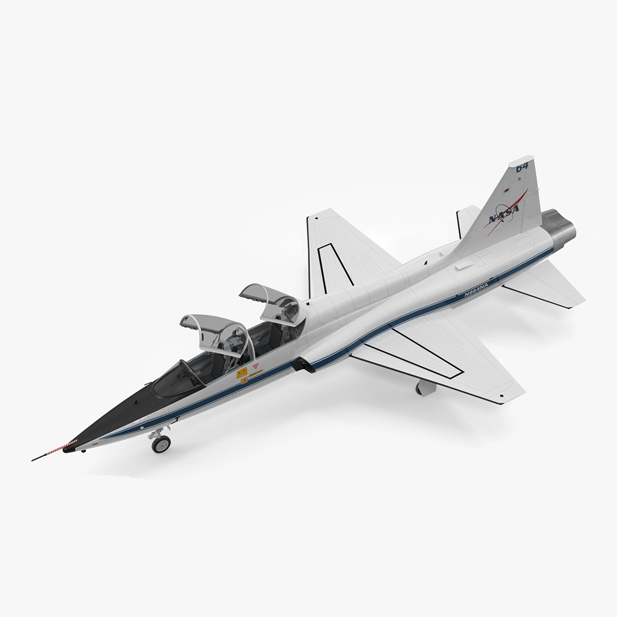 NASA Trainer Jet Aircraft T-38 White Rigged for Cinema 4D 3D