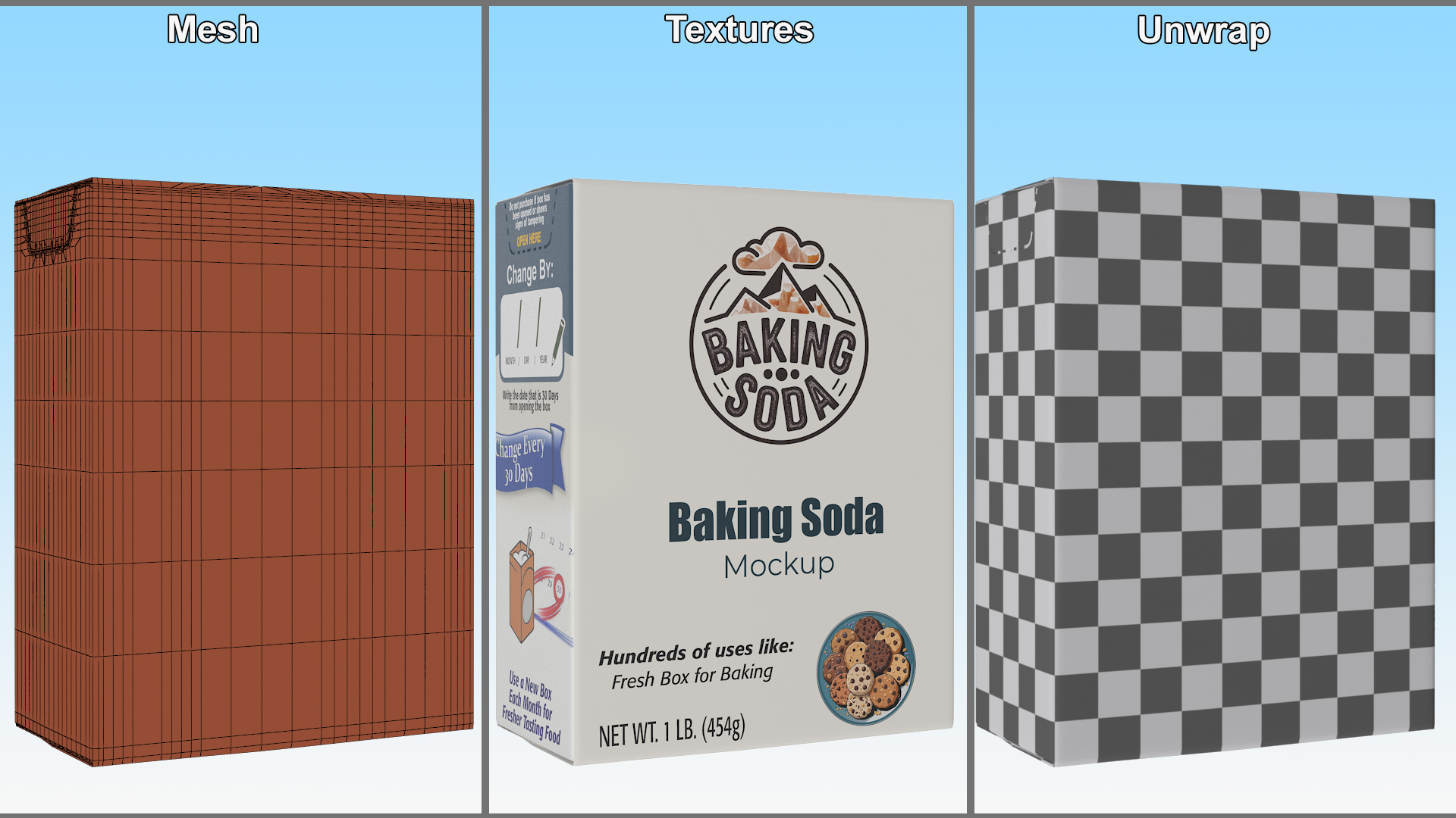 3D Baking Soda Package Mockup