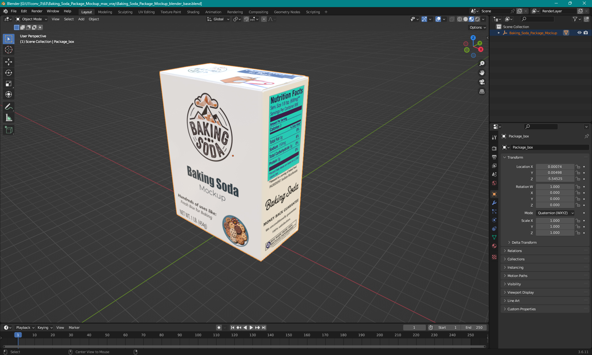 3D Baking Soda Package Mockup